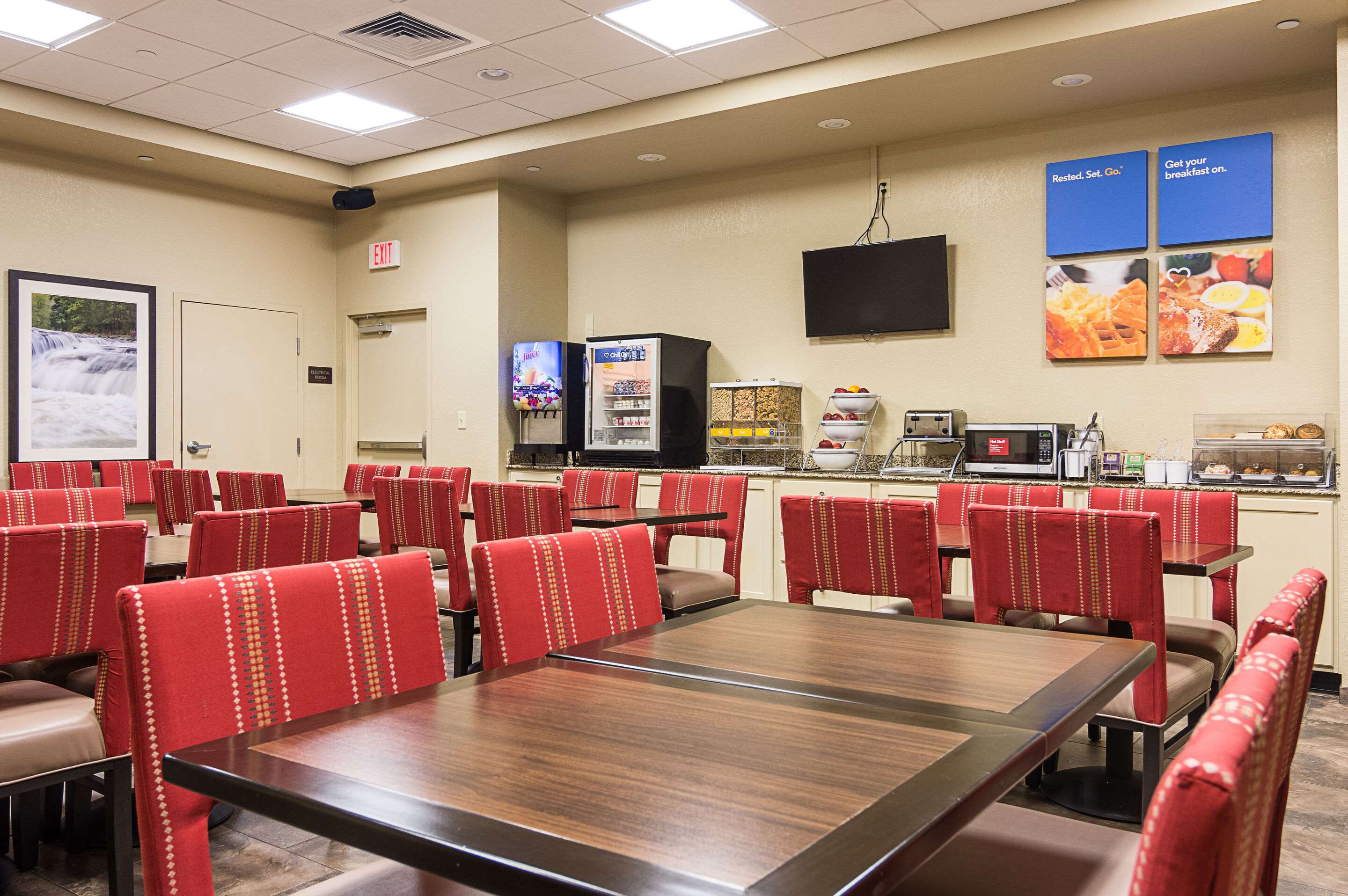 Enjoy breakfast in this seating area