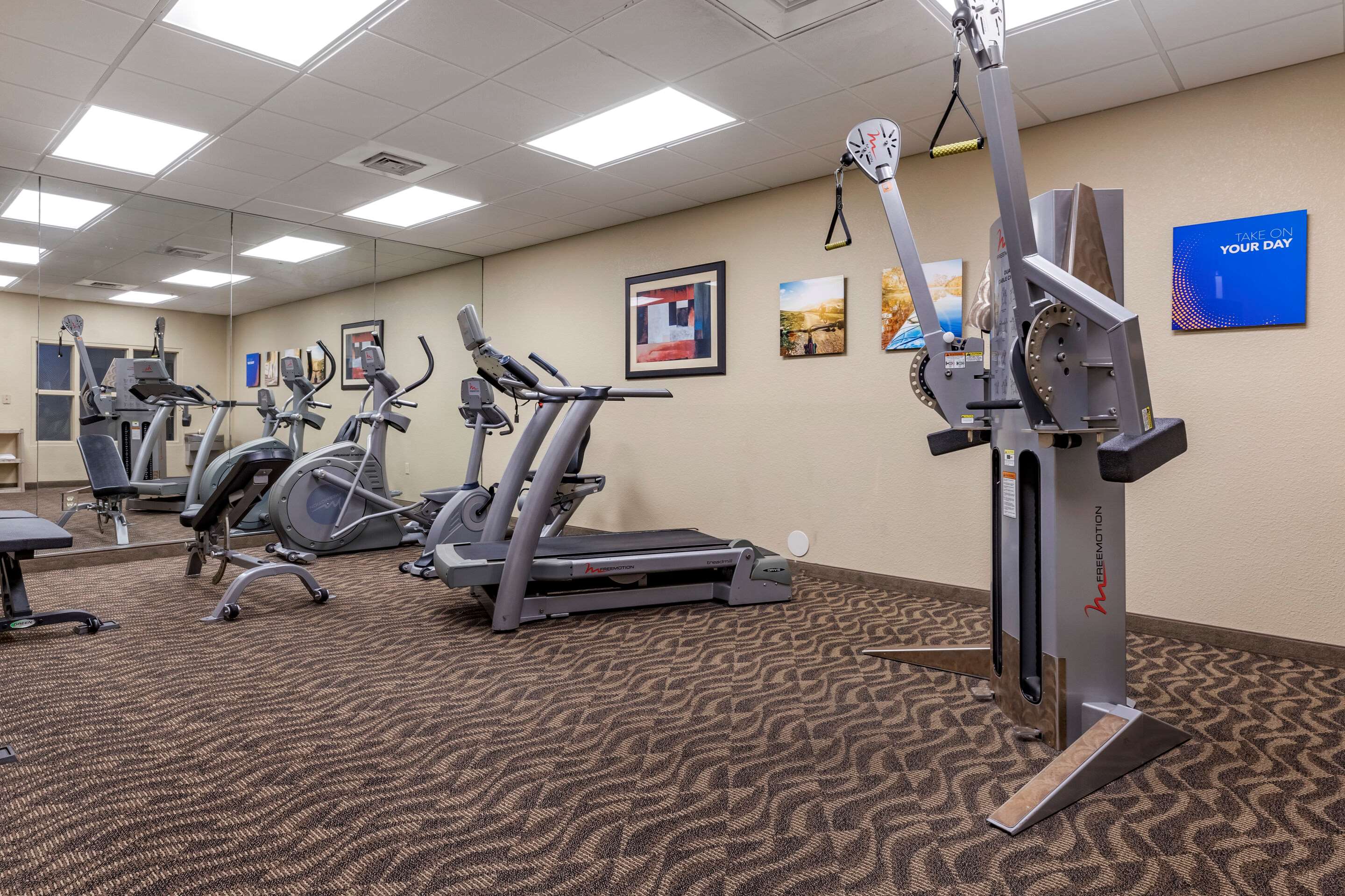 Exercise room with cardio equipment