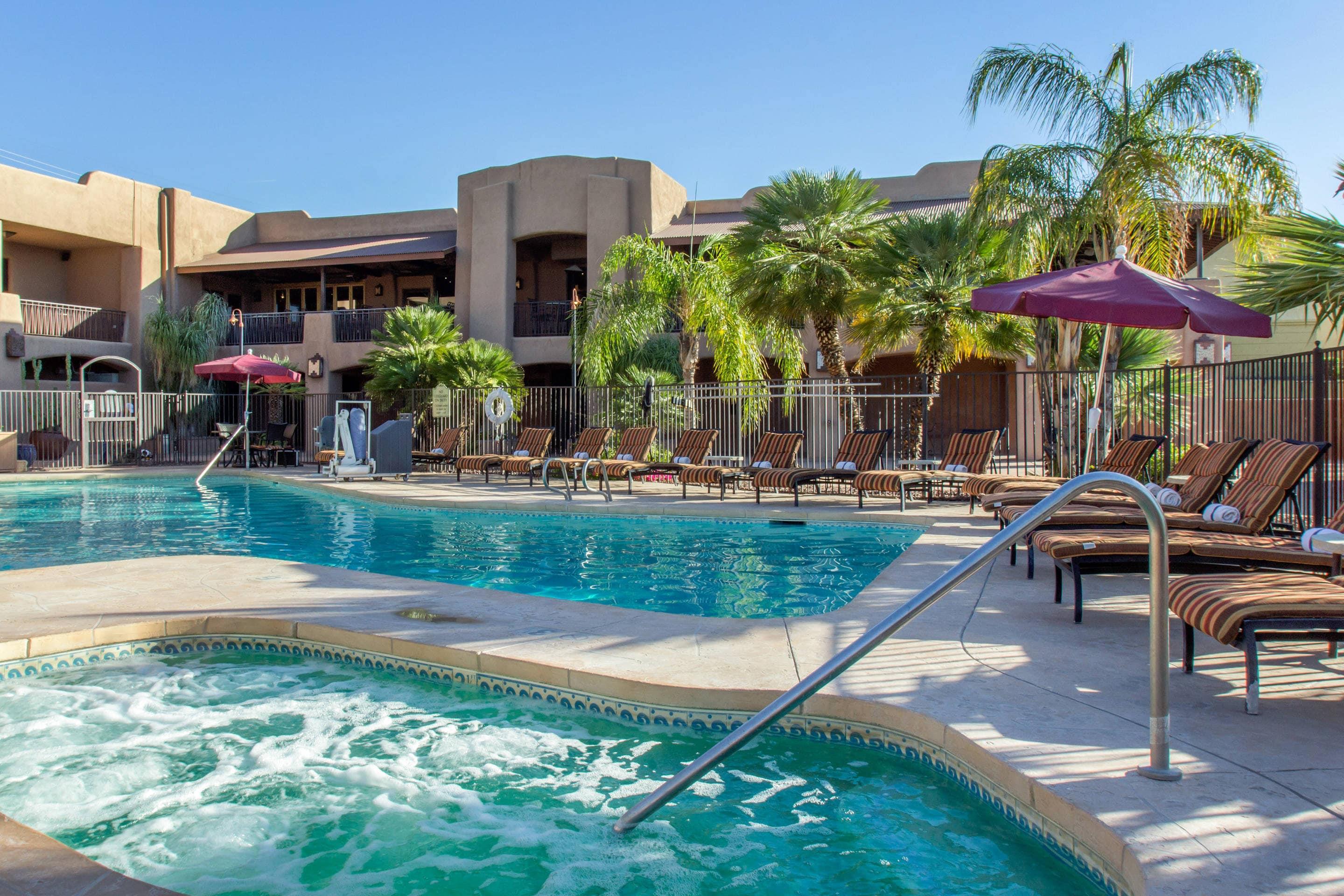 Outdoor pool and hot tub