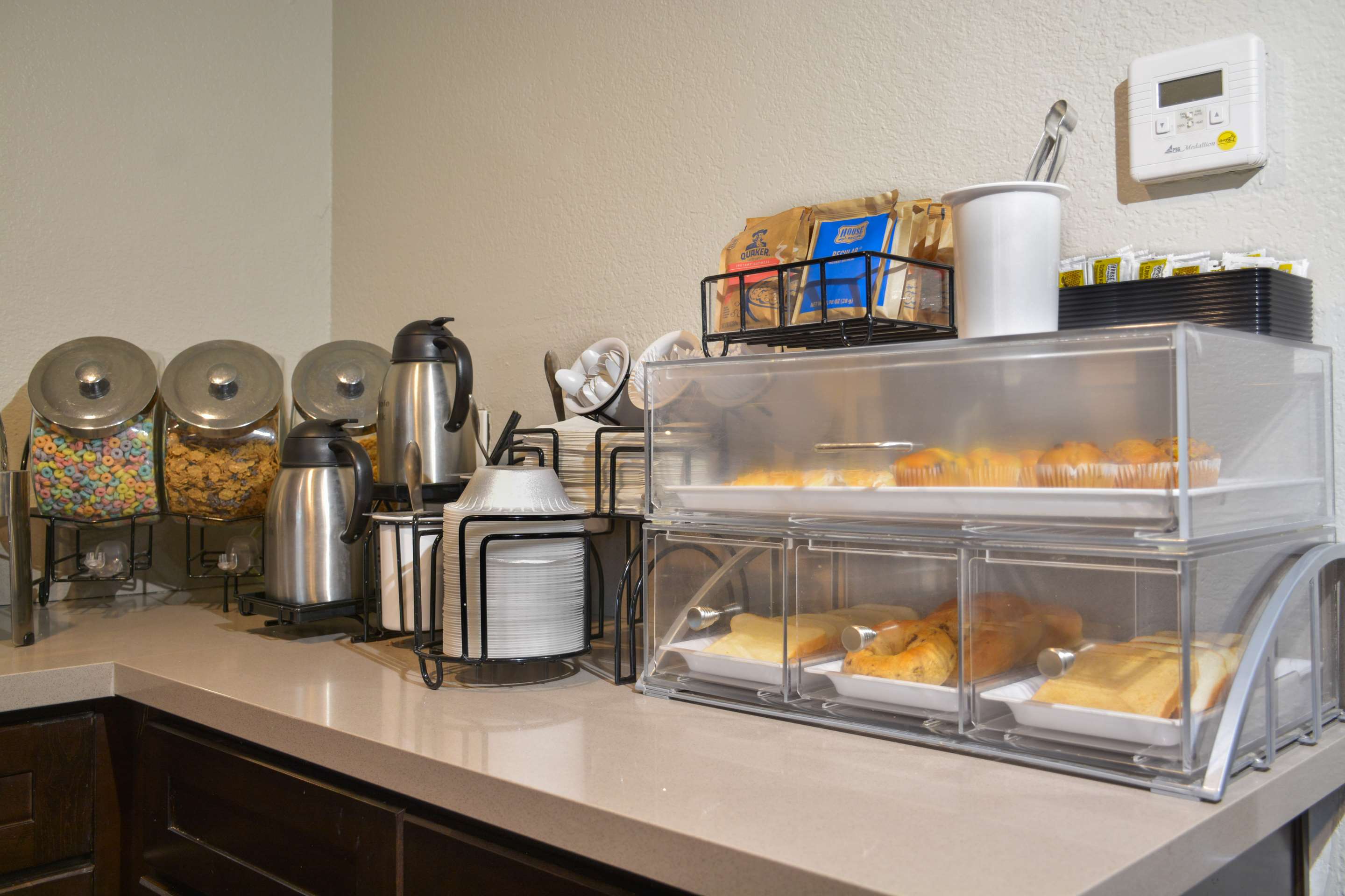 Assorted breakfast items | Comfort Inn & Suites Moreno Valley near March Air Reserve Base