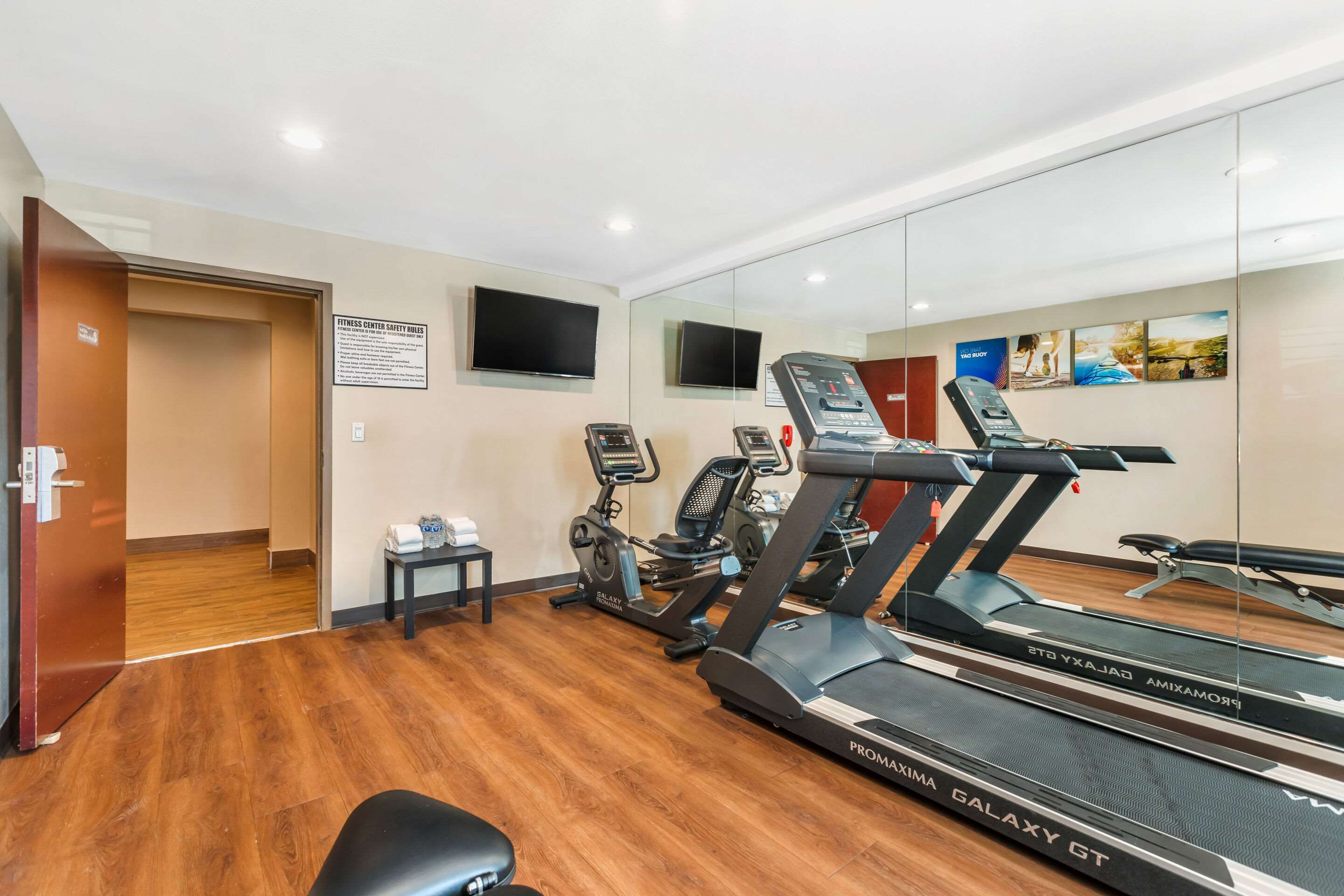 Fitness center with television