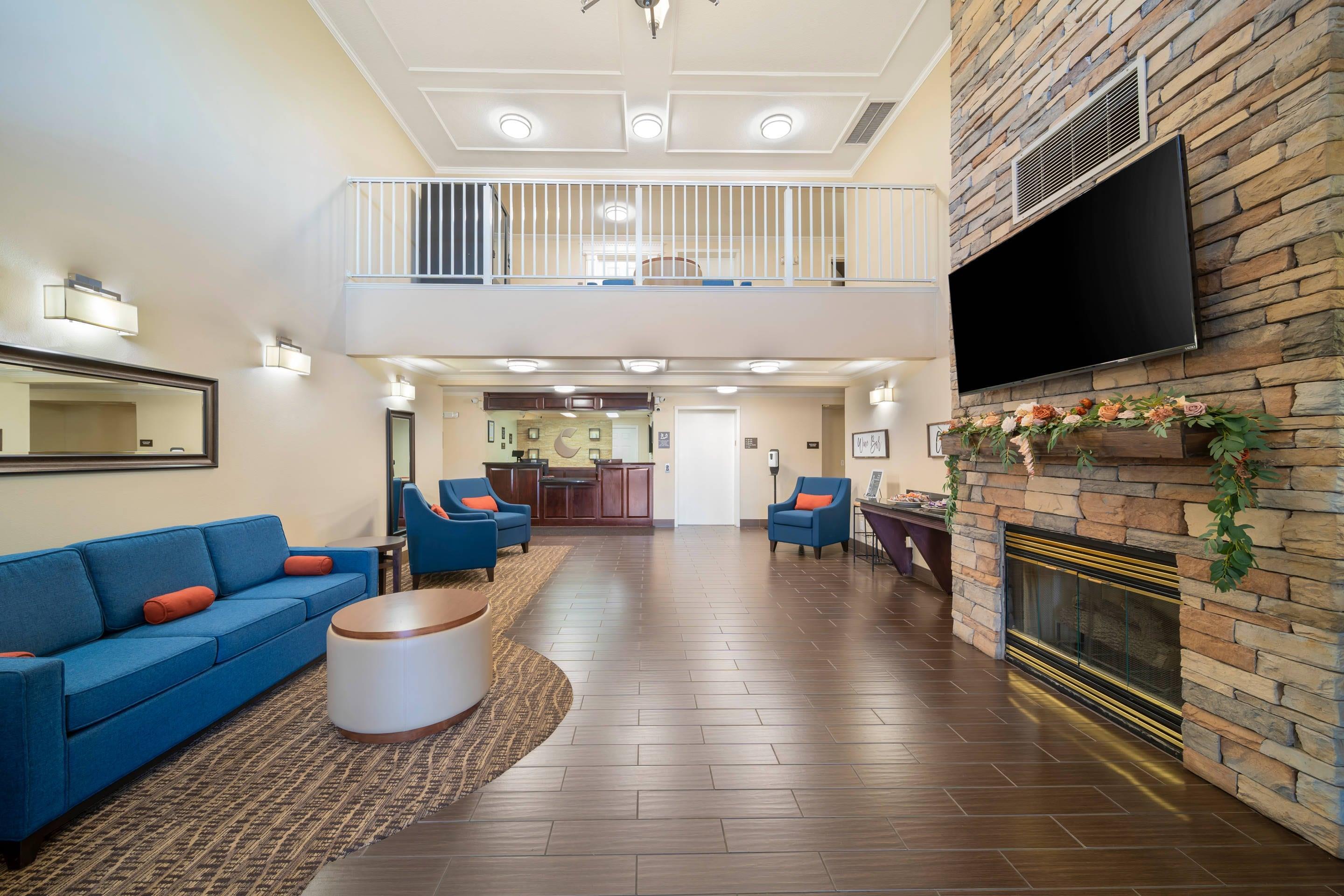 Spacious lobby with sitting area