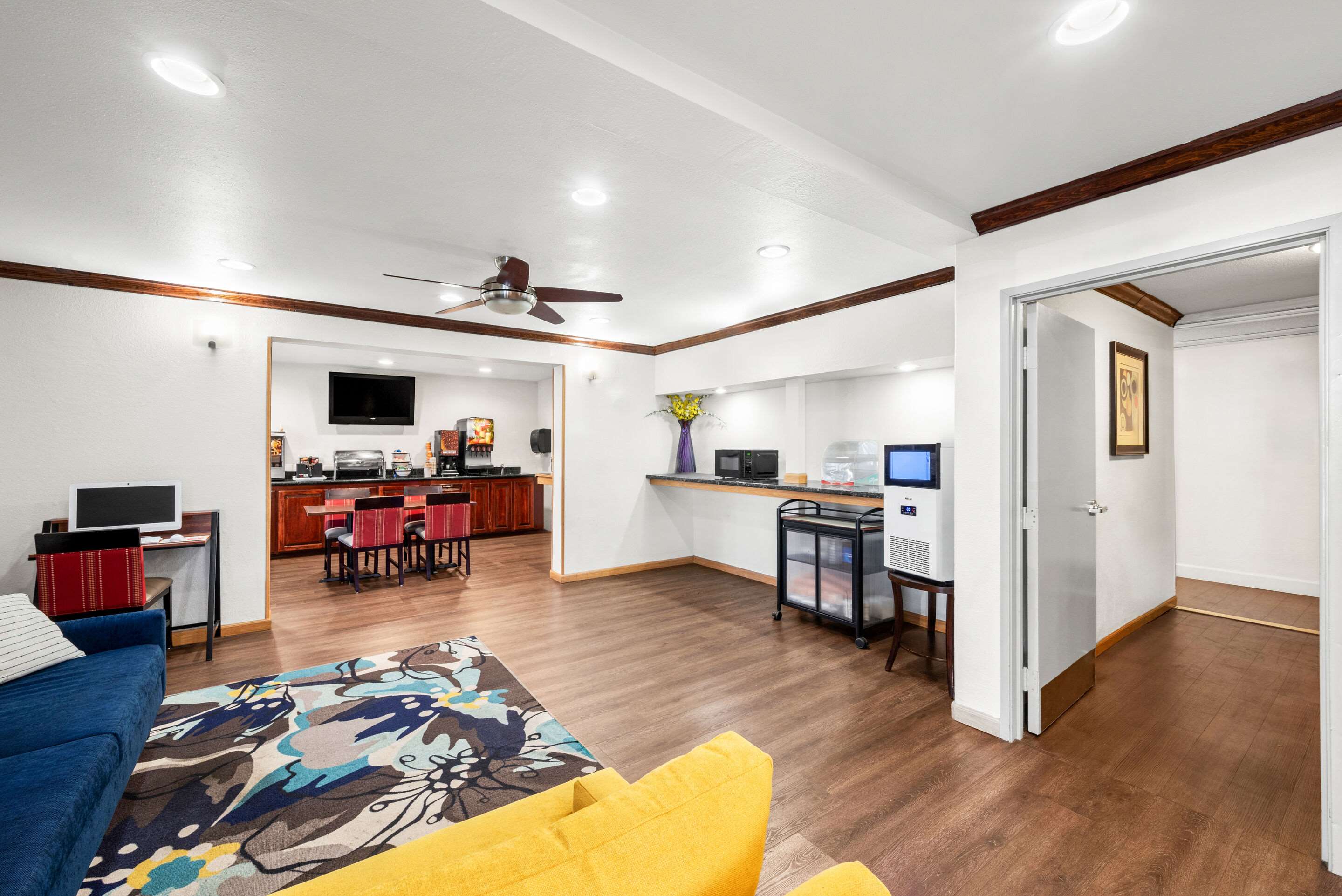 Spacious lobby with sitting area