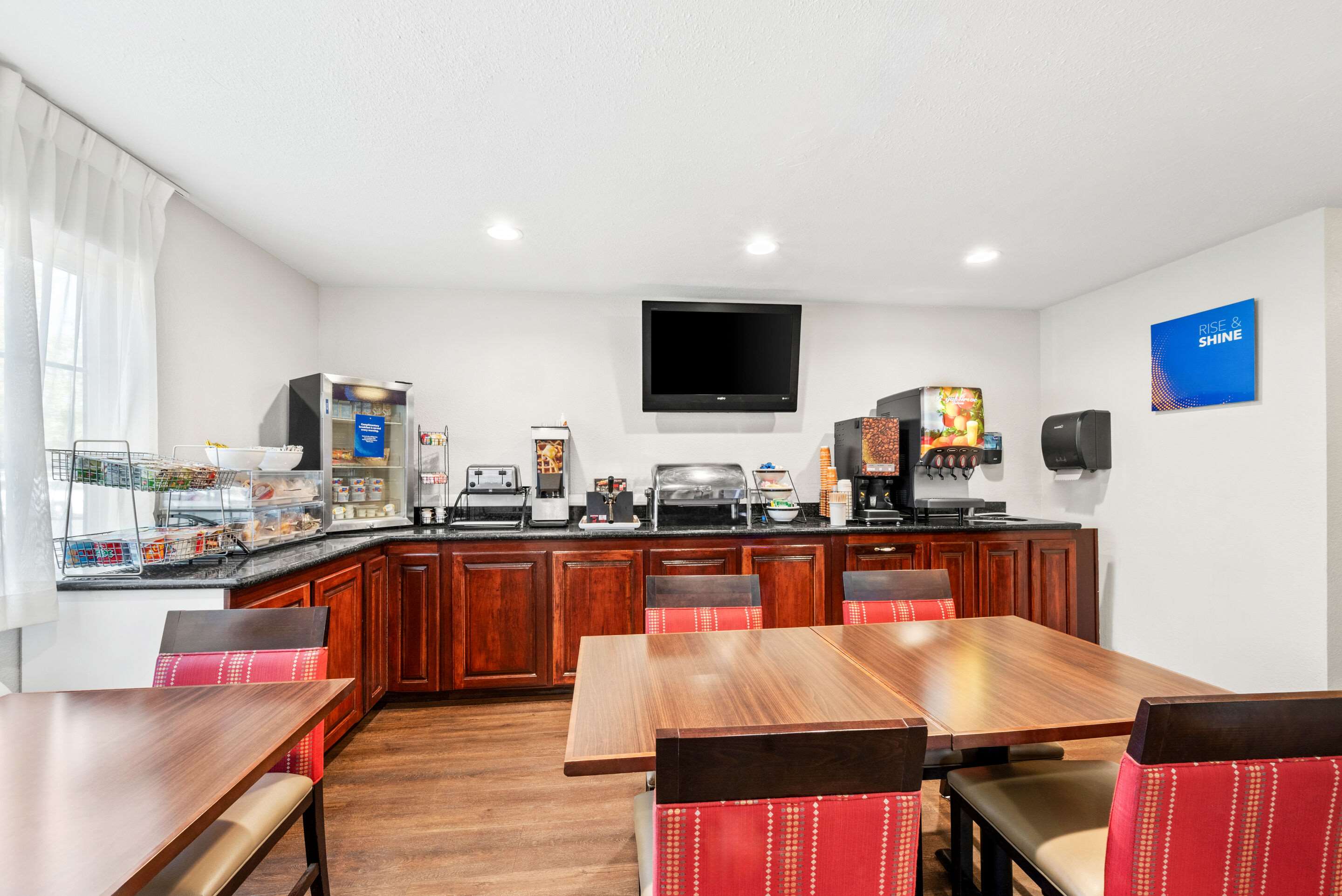 Enjoy breakfast in this seating area
