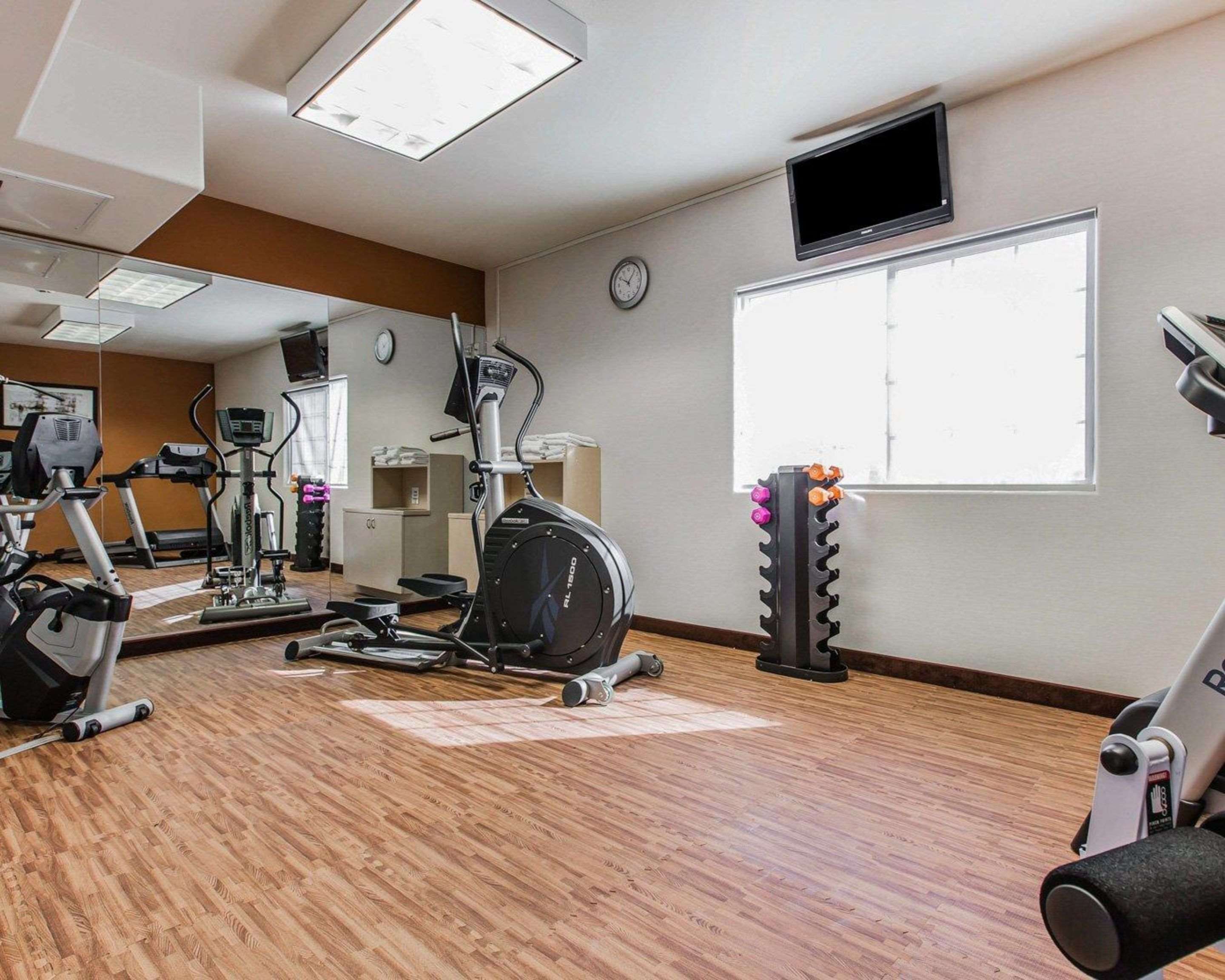 Fitness center with cardio equipment and weights | Quality Inn Rosemead - Los Angeles