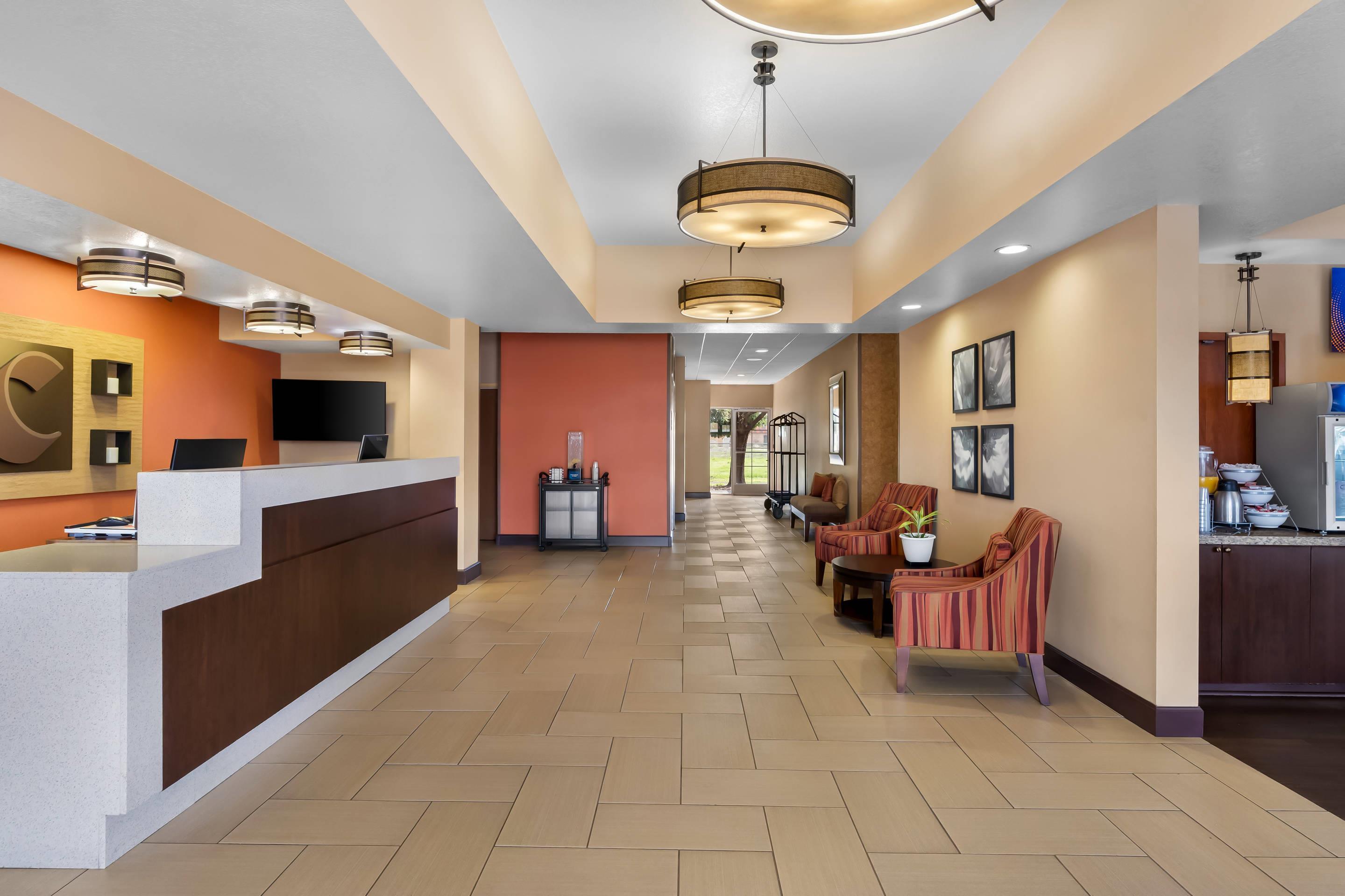 Spacious lobby with sitting area