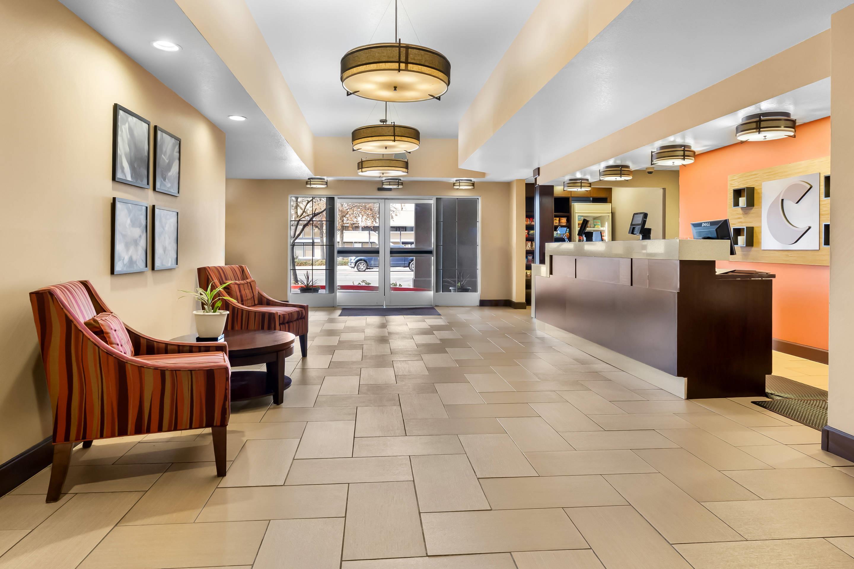 Spacious lobby with sitting area