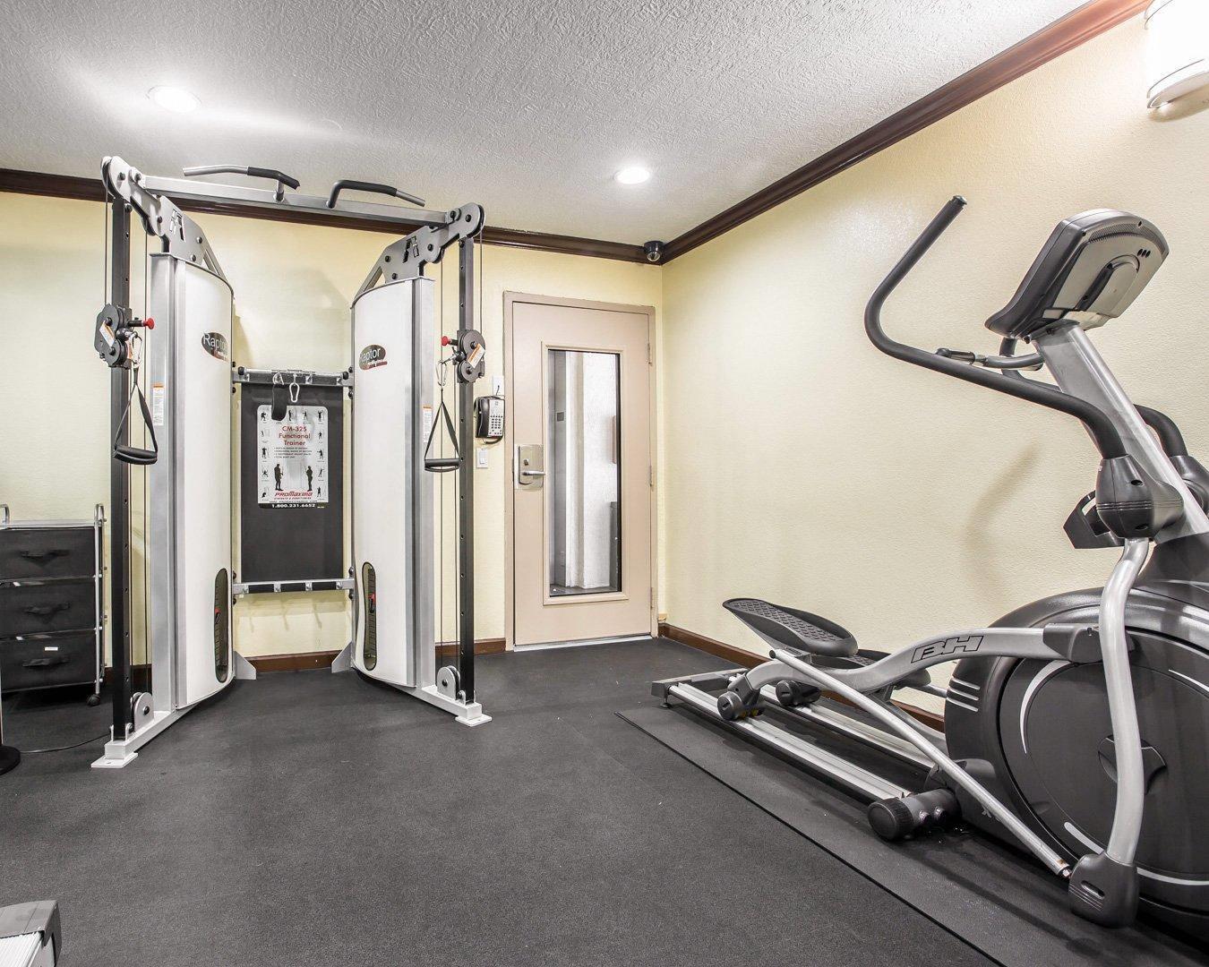 Fitness center with cardio equipment and weights | Quality Inn San Diego I-5 Naval Base