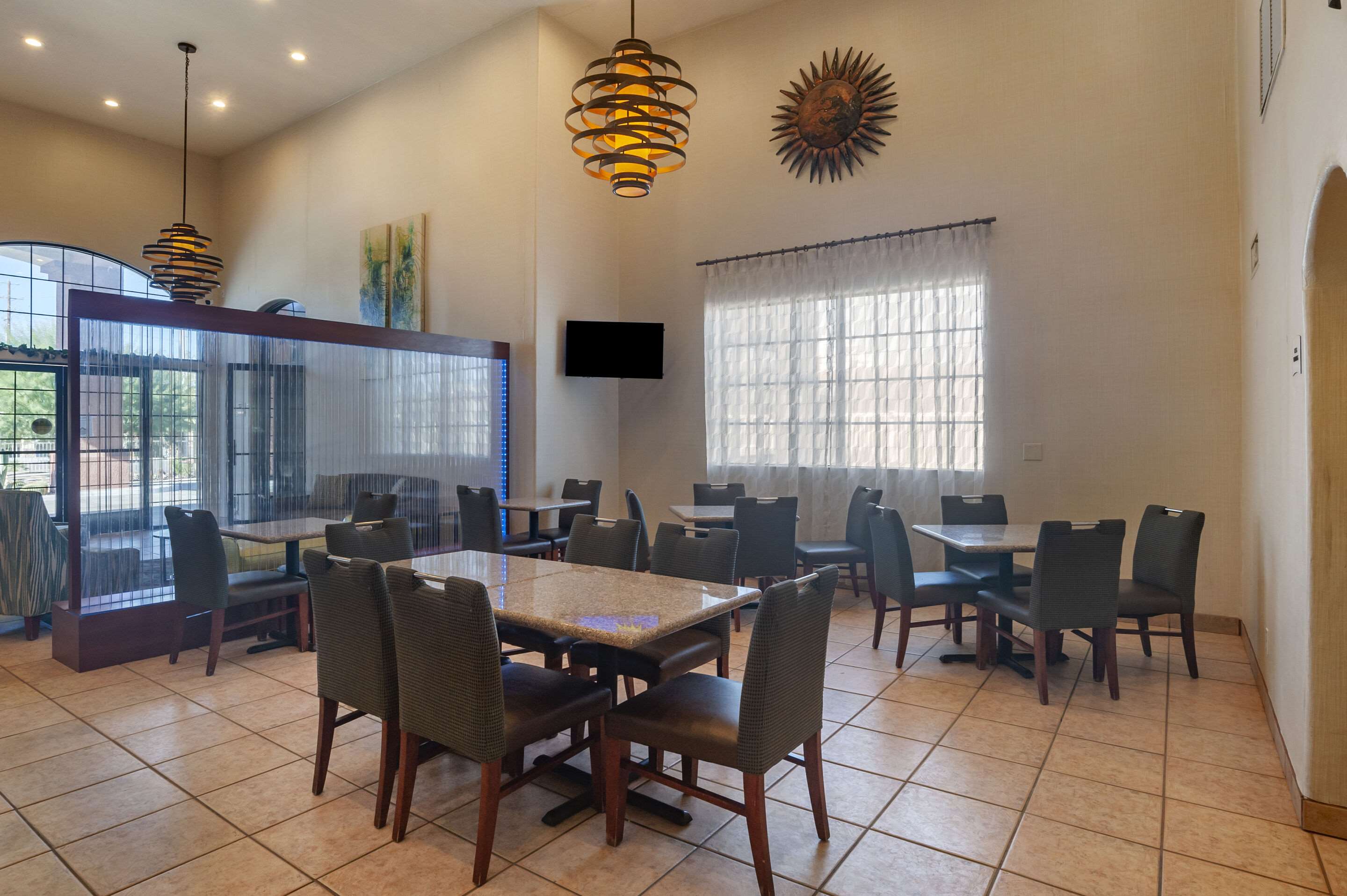 Enjoy breakfast in this seating area