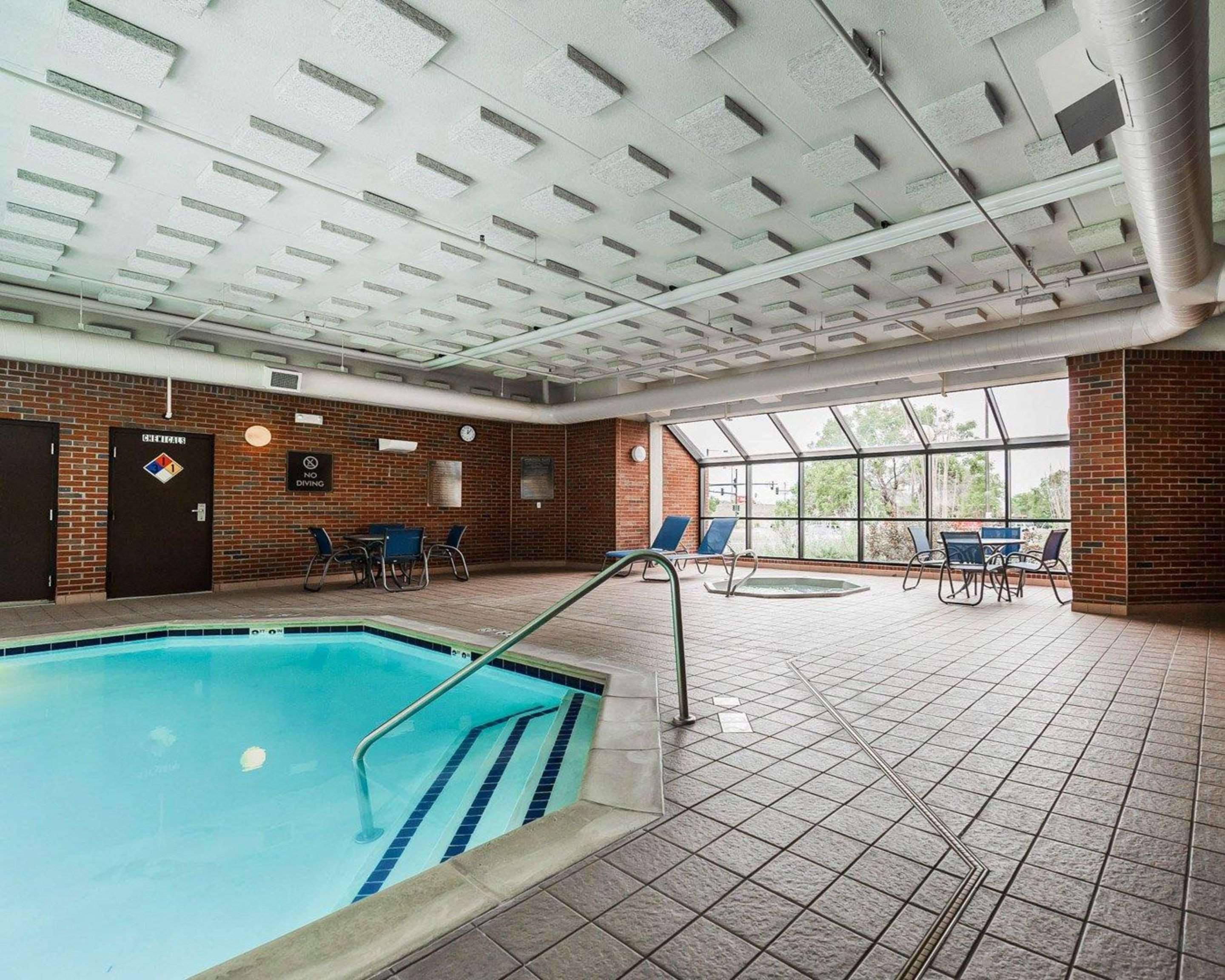 Indoor heated pool with hot tub