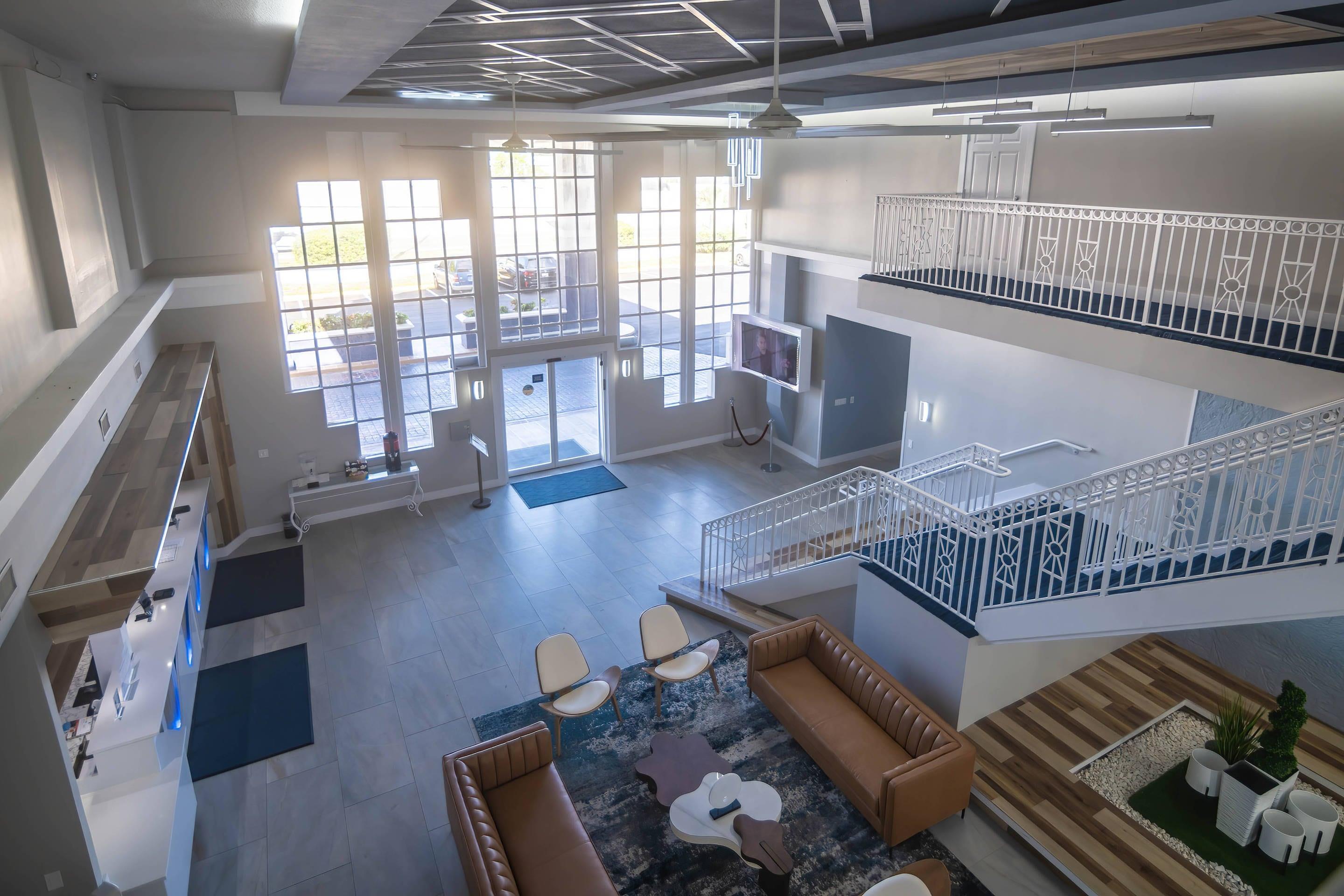 Spacious lobby with sitting area