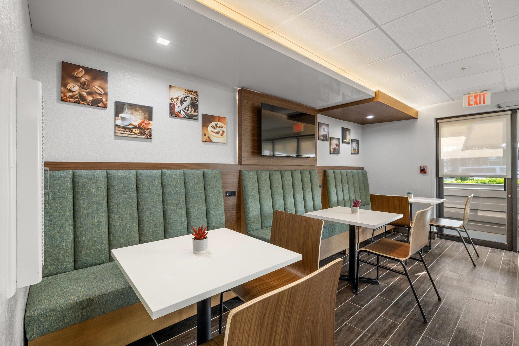 Enjoy breakfast in this seating area