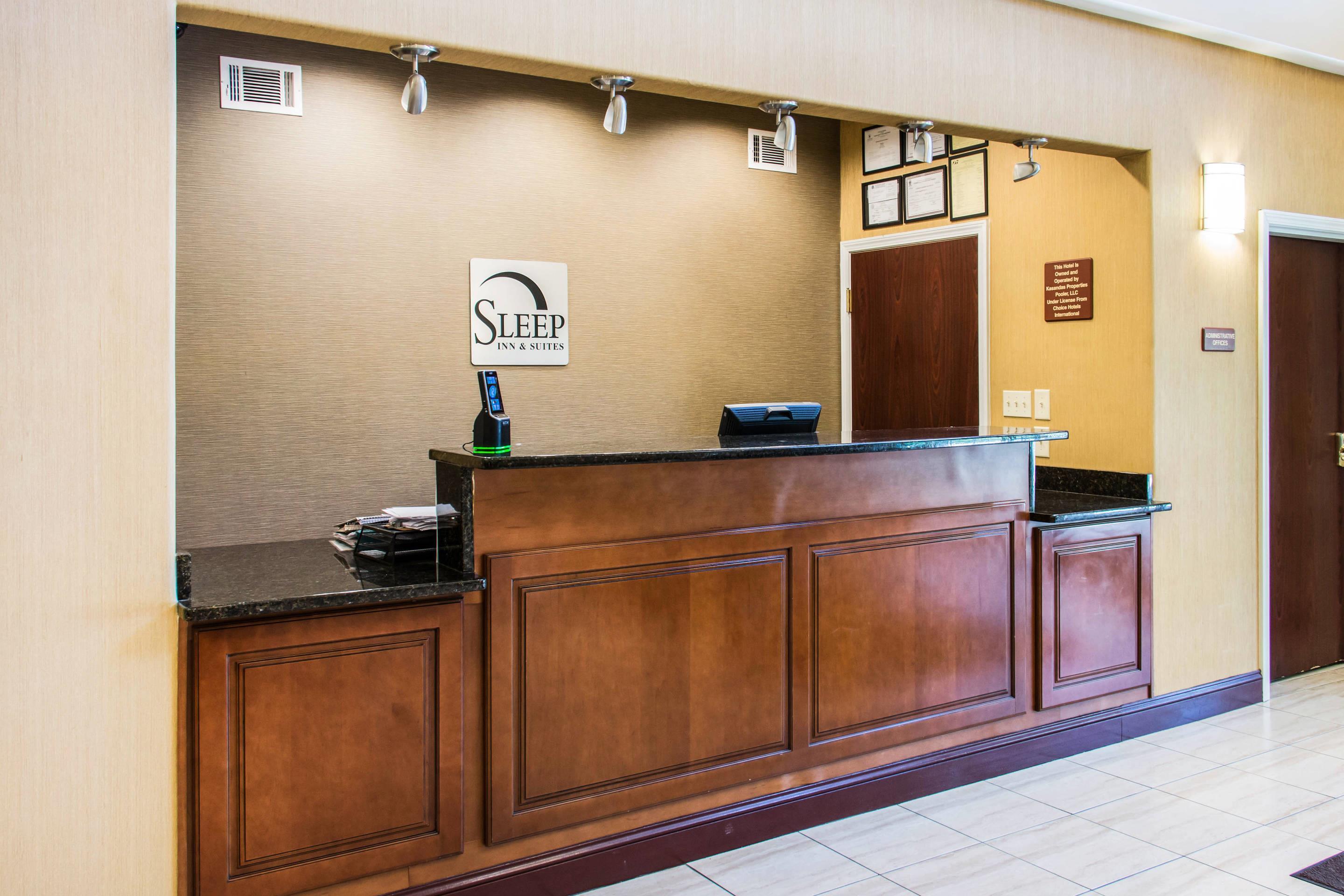 Spacious lobby with sitting area | Sleep Inn & Suites Pooler