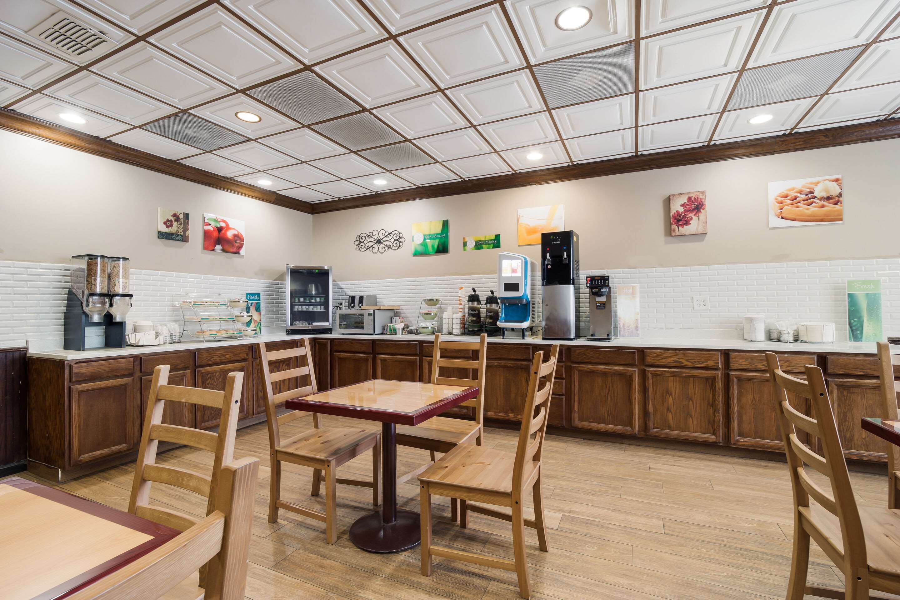 Enjoy breakfast in this seating area