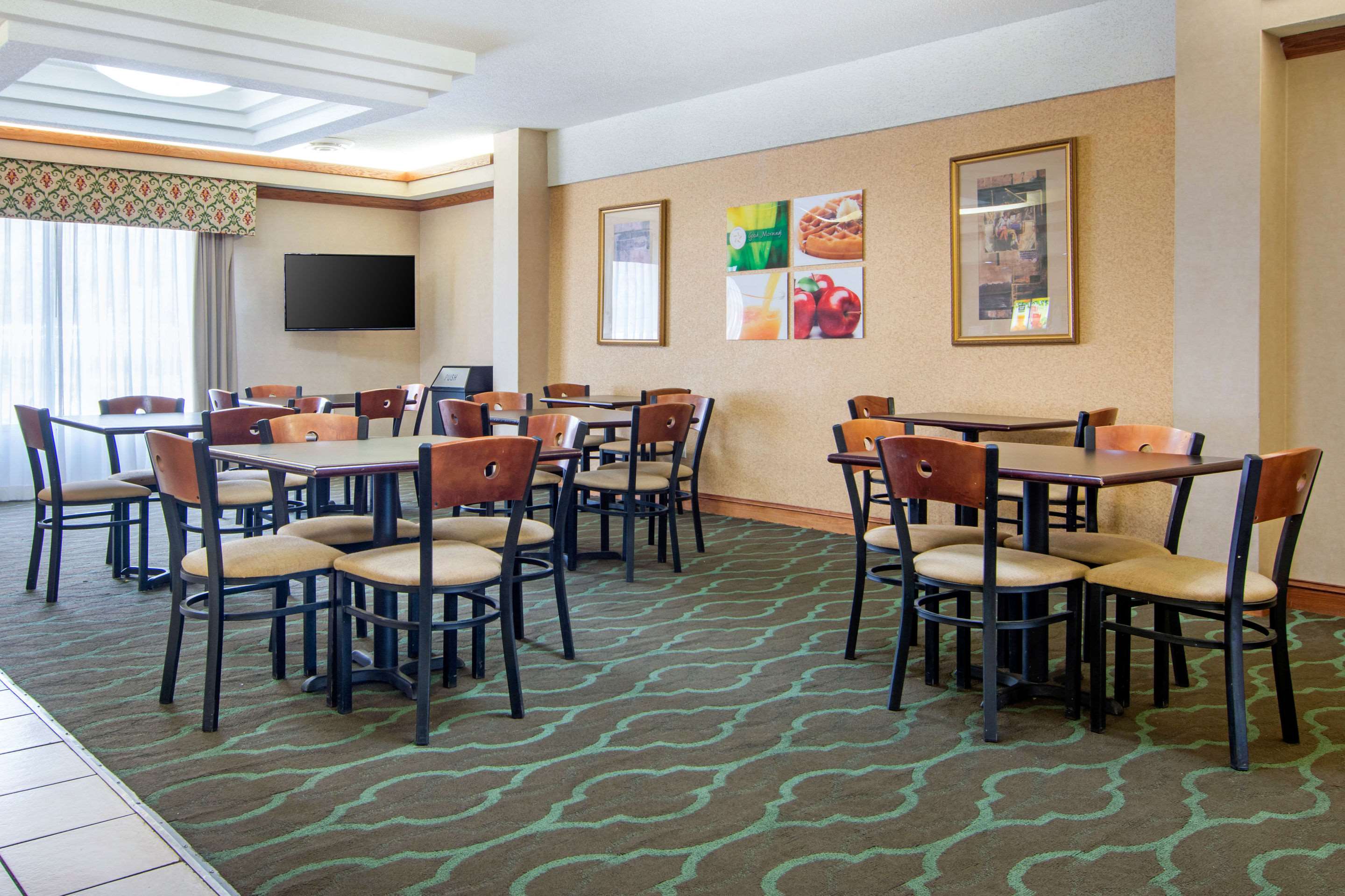 Enjoy breakfast in this seating area
