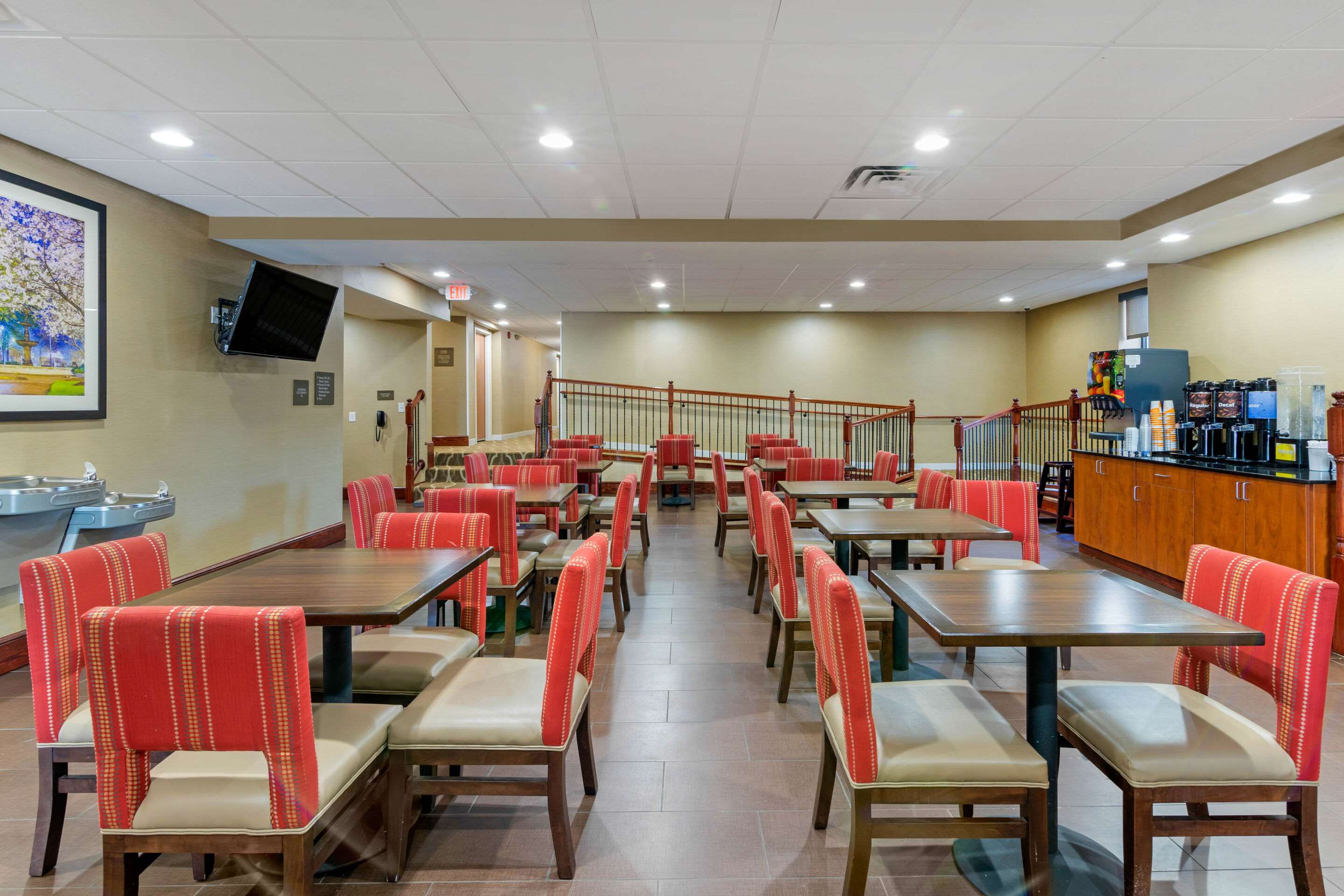 Enjoy breakfast in this seating area
