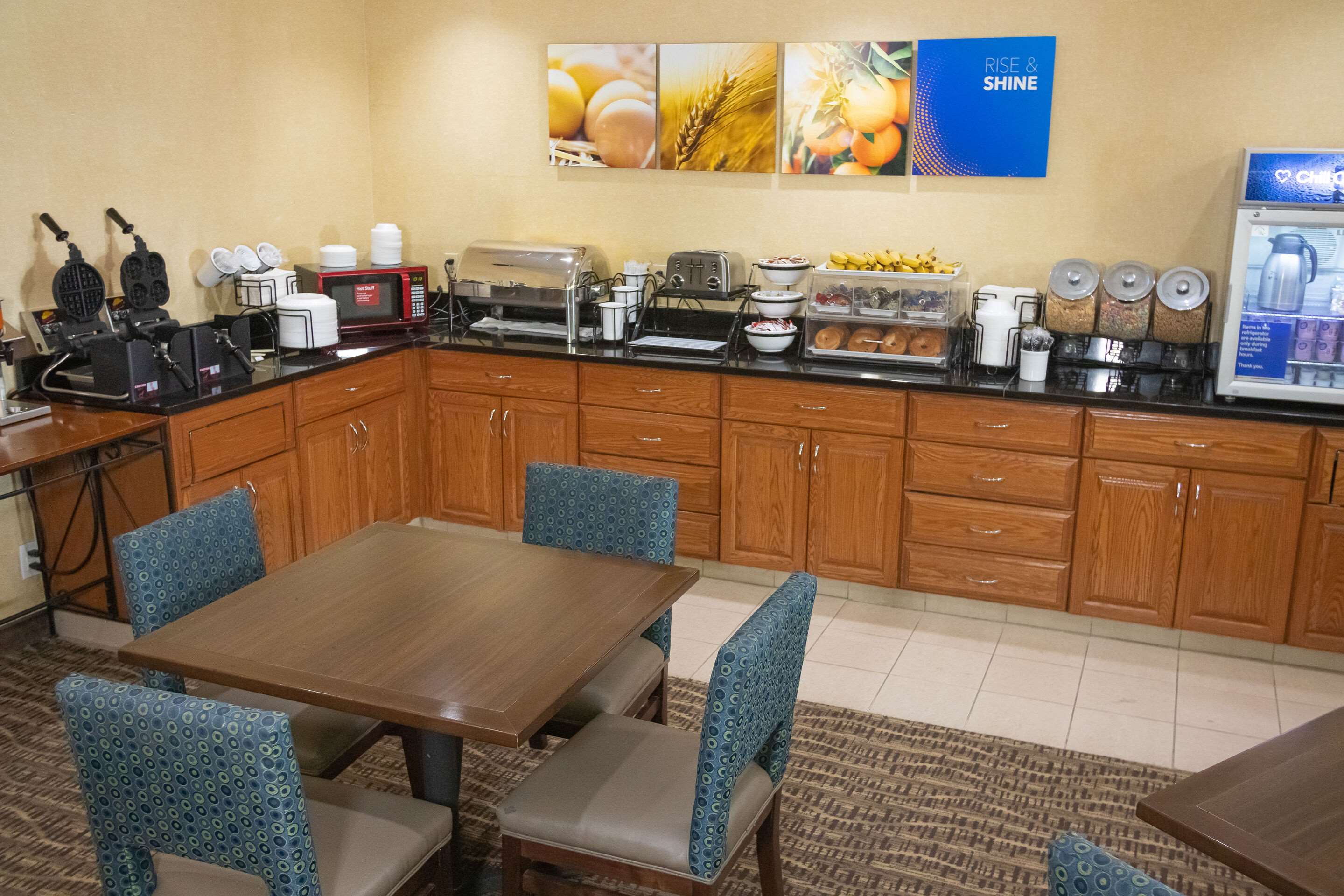 Enjoy breakfast in this seating area