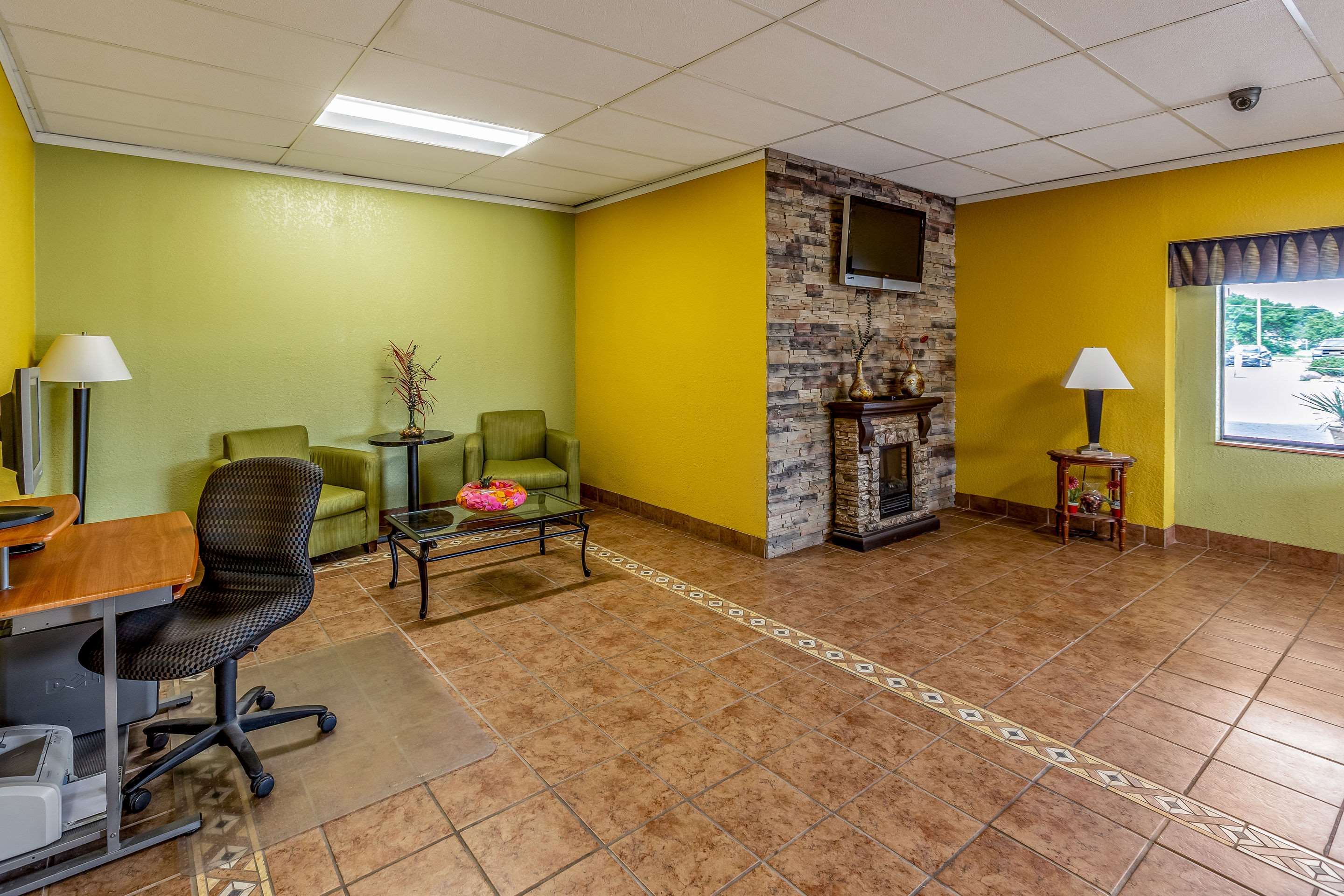 Spacious lobby with sitting area