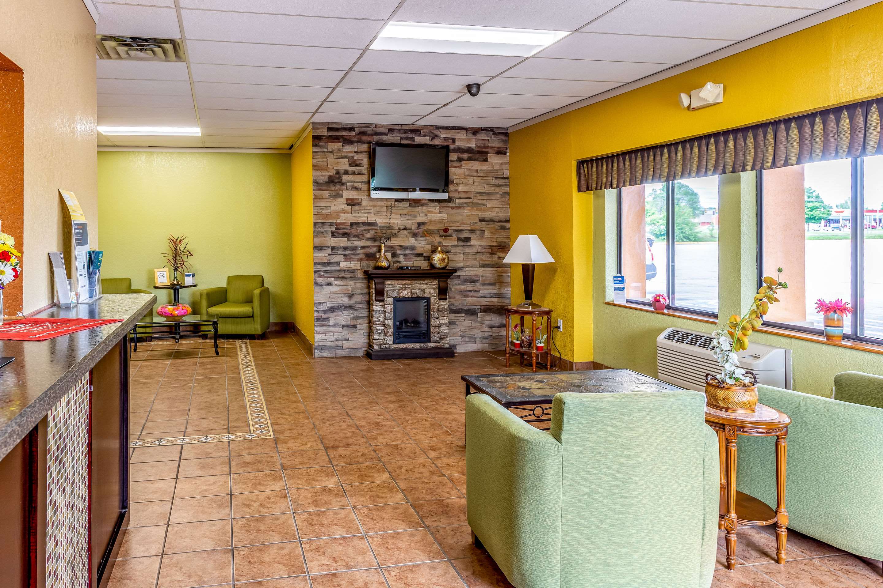 Spacious lobby with sitting area