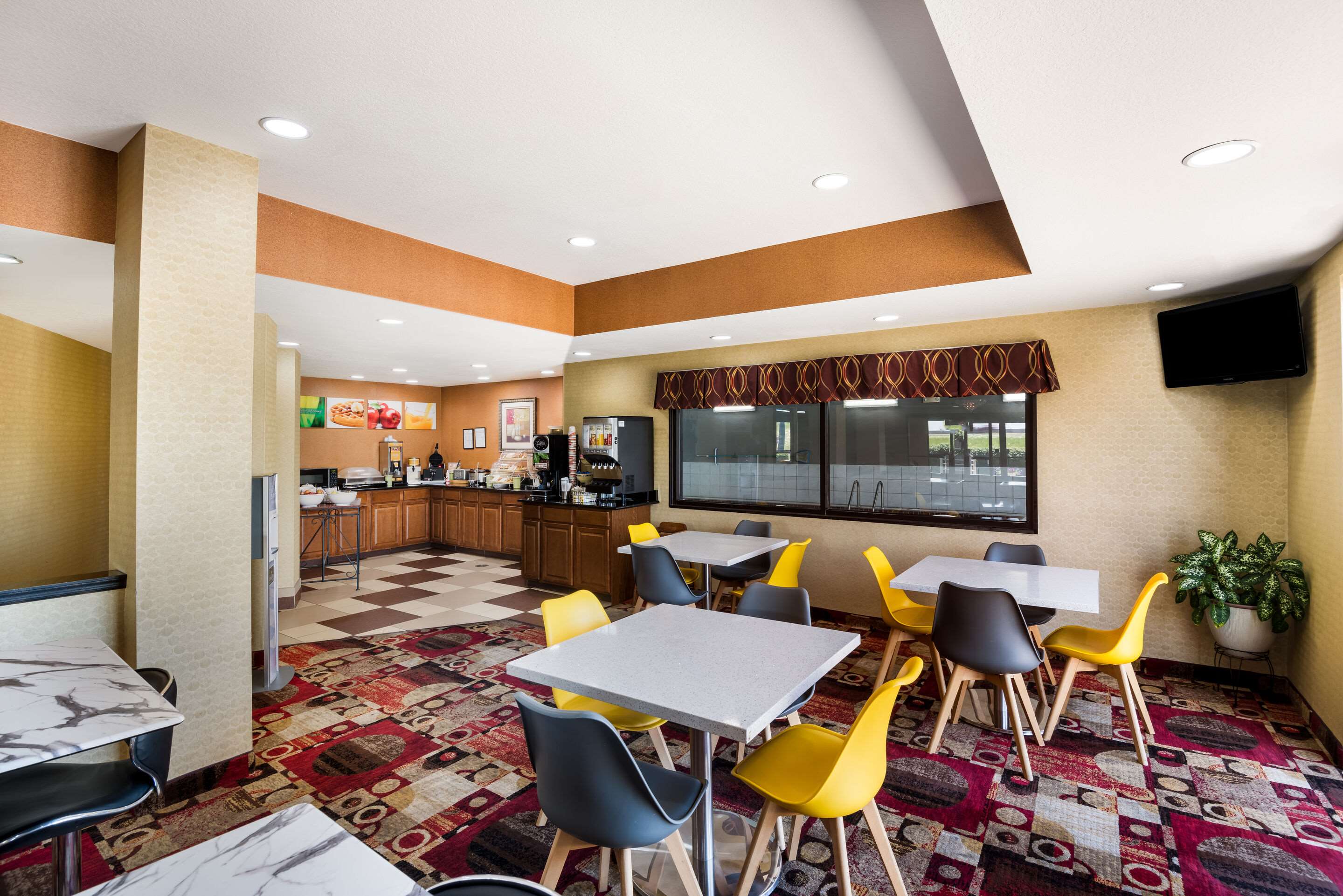 Enjoy breakfast in this seating area