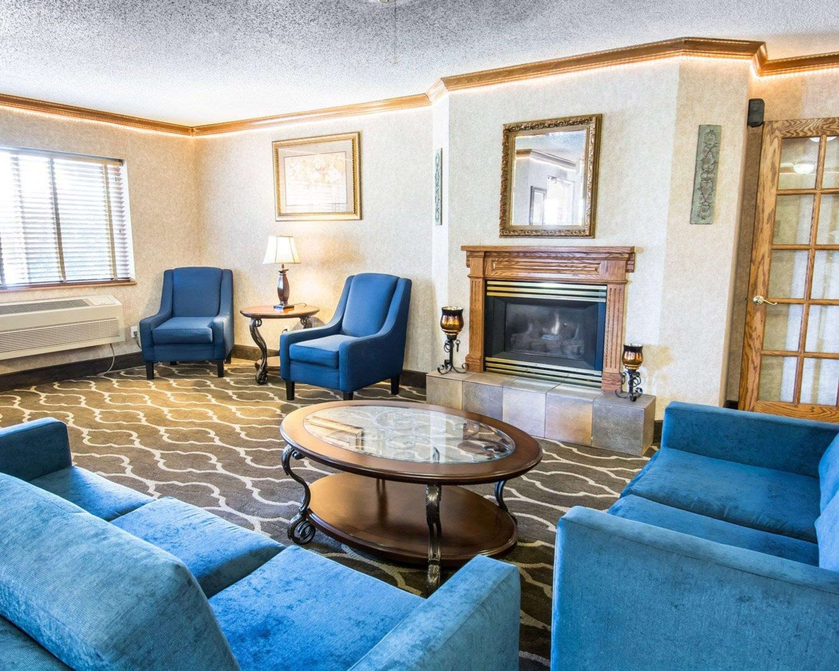 Lobby with fireplace