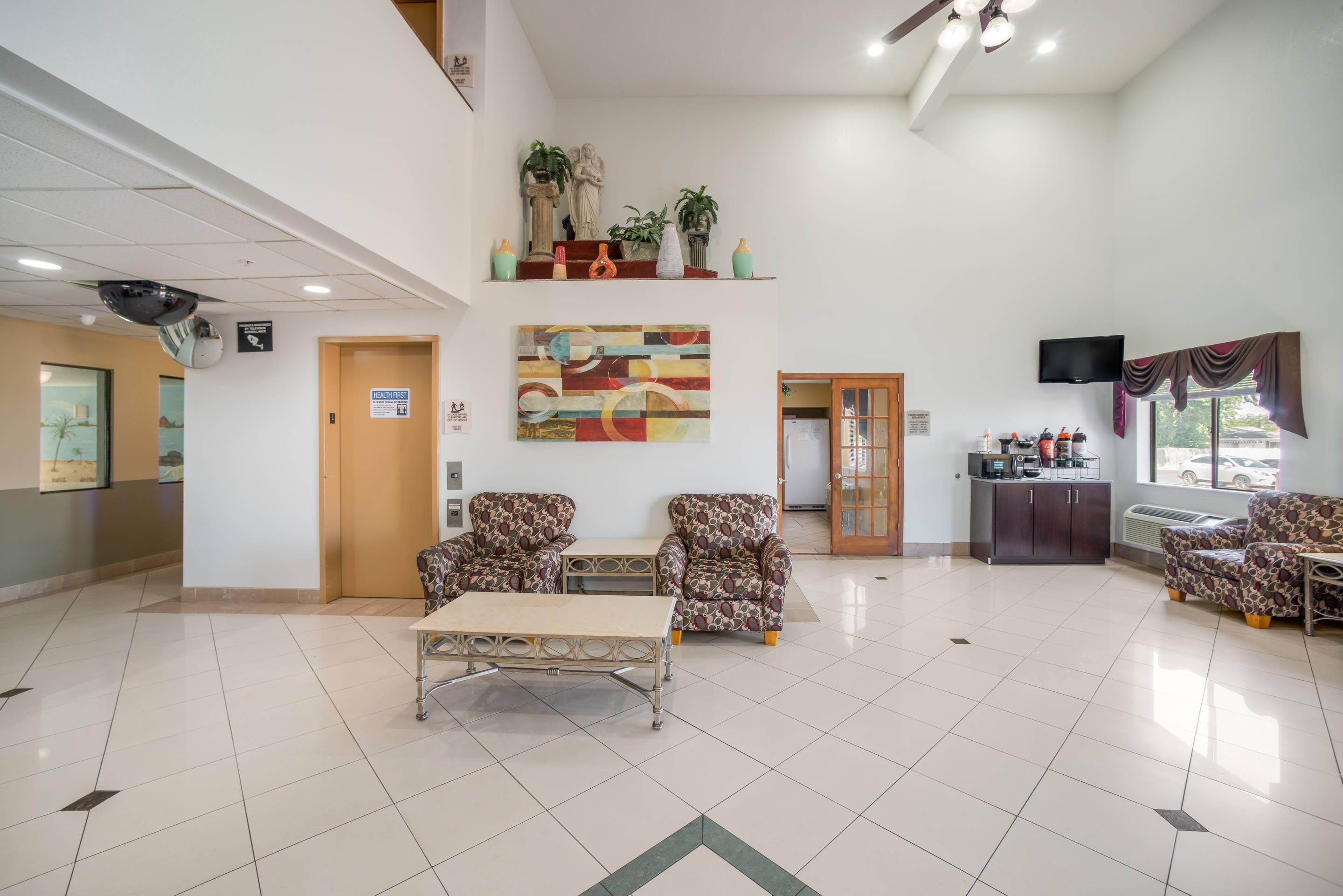 Spacious lobby with sitting area