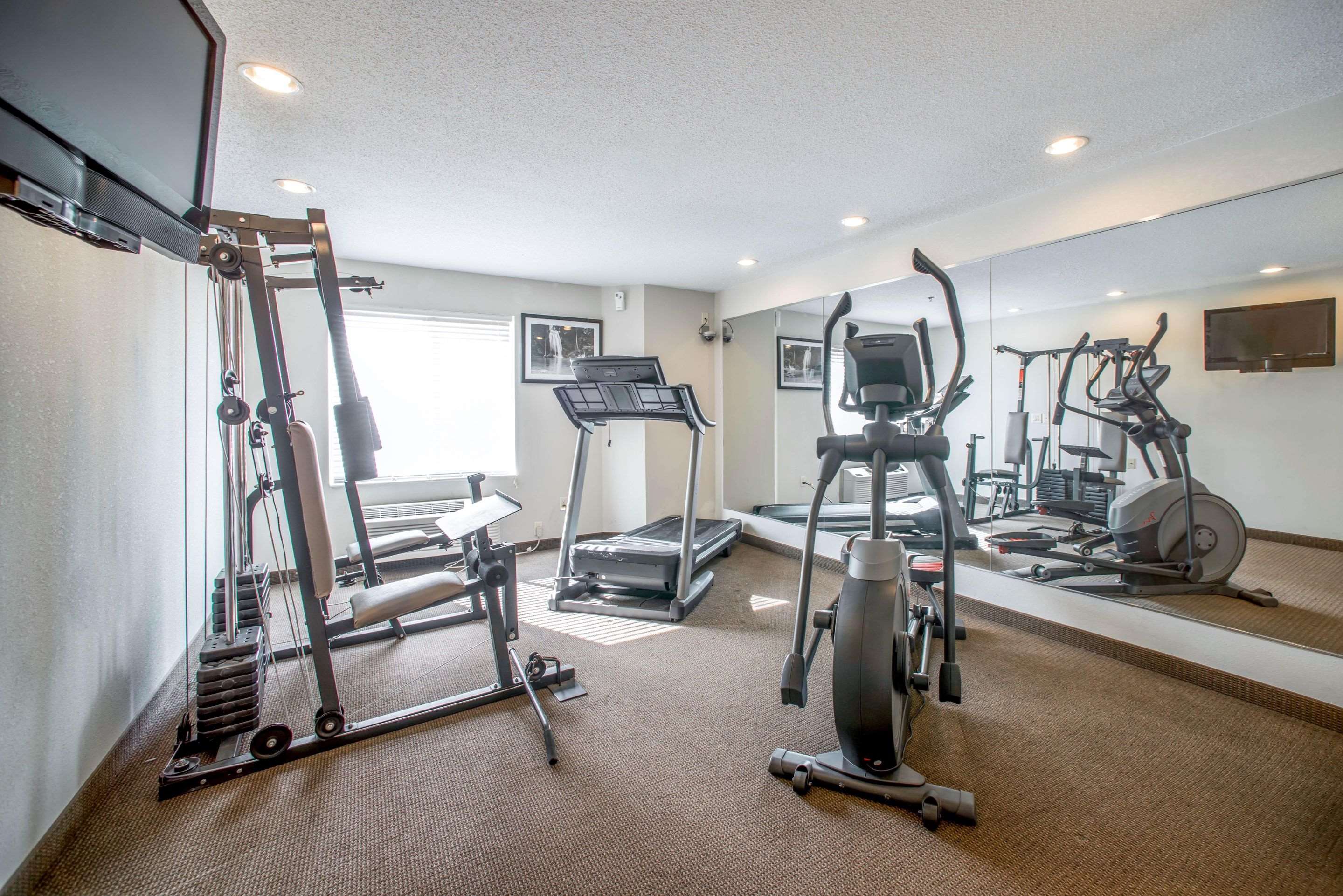Fitness center with television