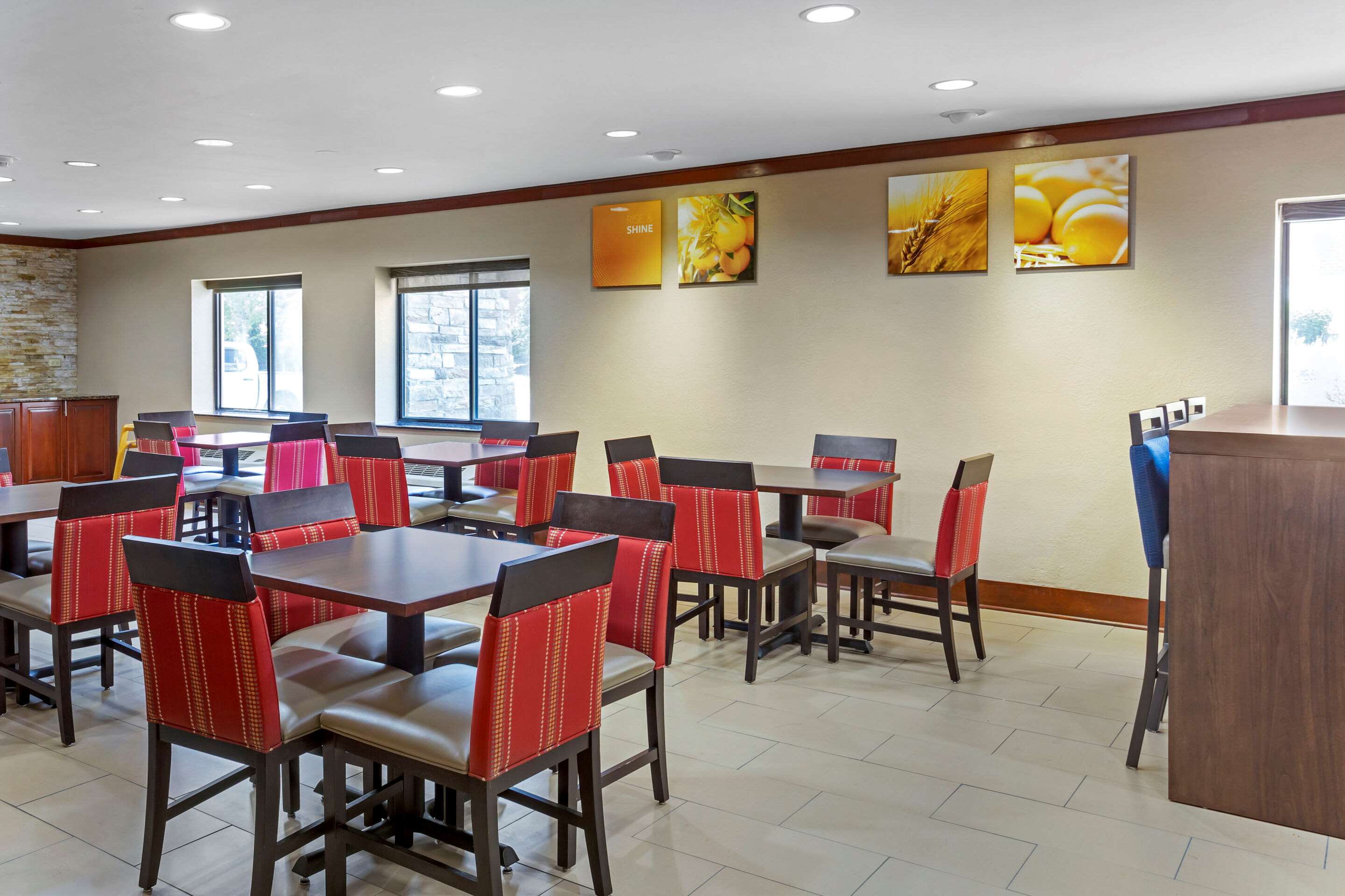 Enjoy breakfast in this seating area