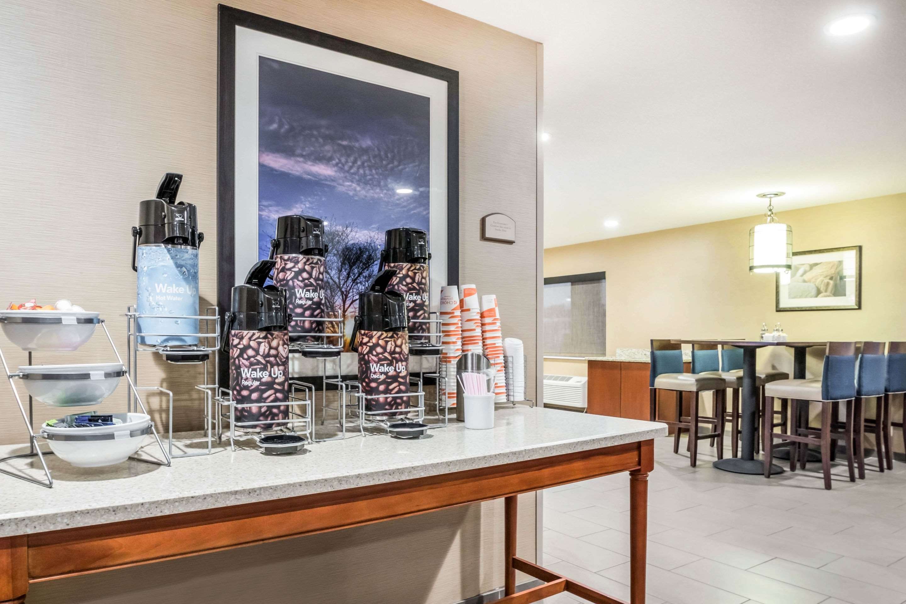 Enjoy breakfast in this seating area