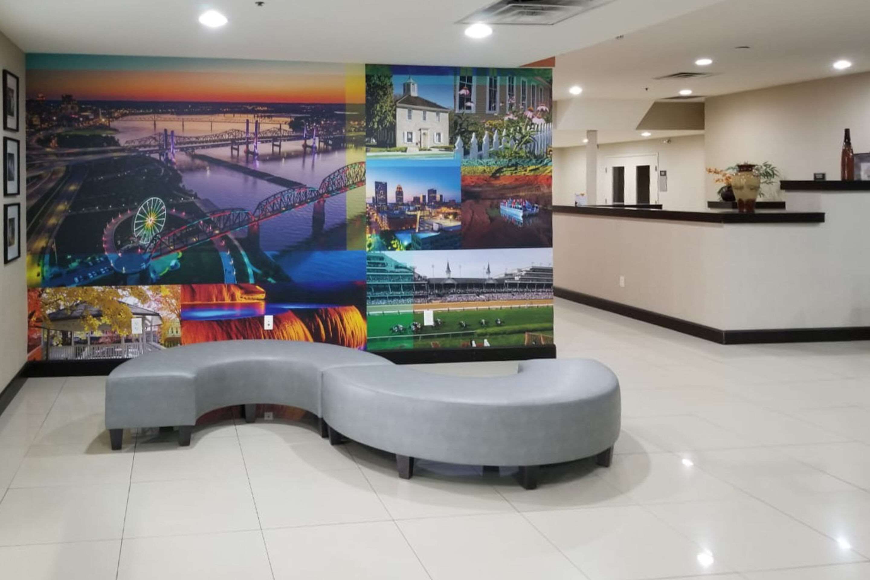Spacious lobby with sitting area | Clarion Pointe by Choice Hotels Corydon