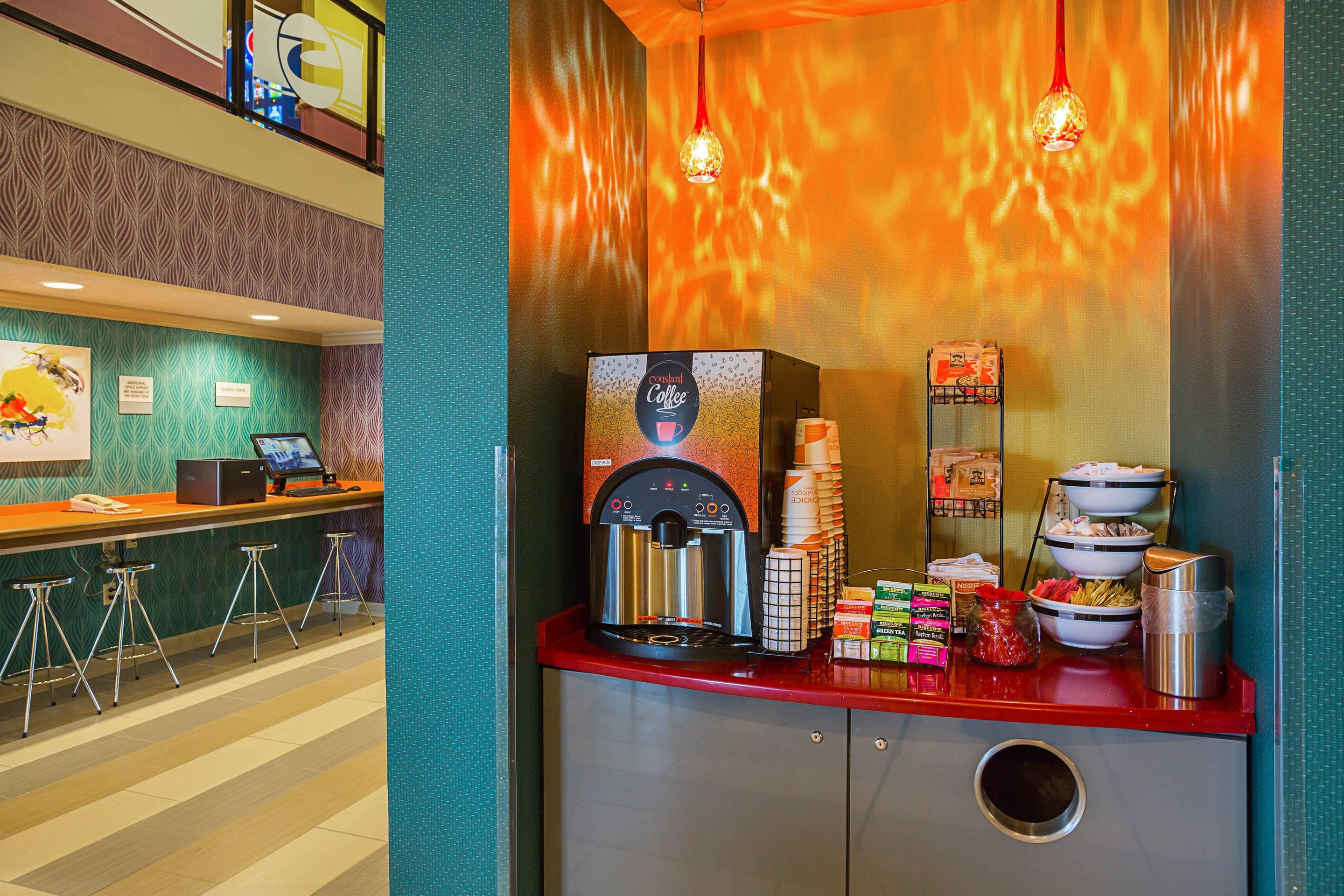 Enjoy coffee in the lobby | Clarion Inn & Suites