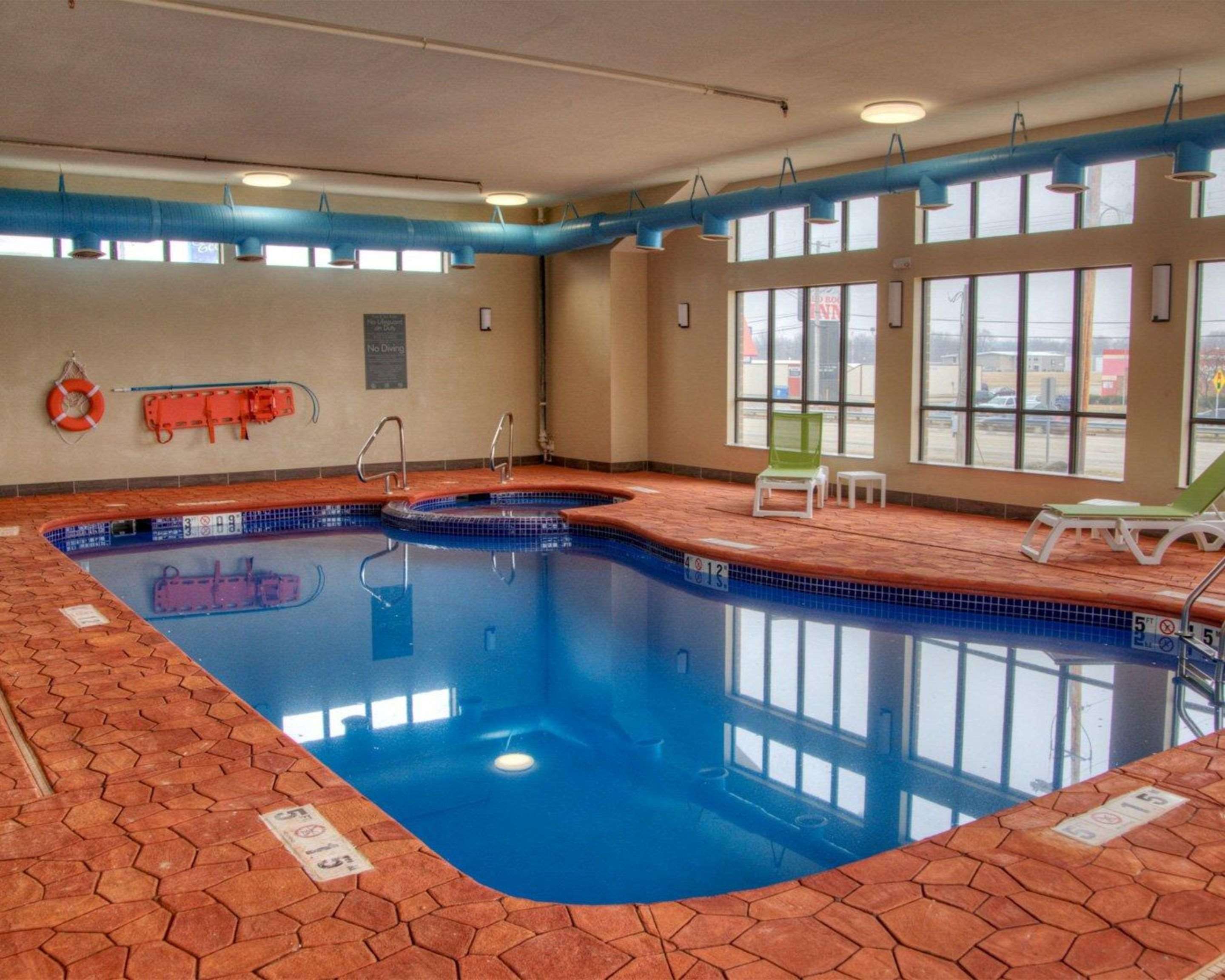Indoor heated pool with hot tub