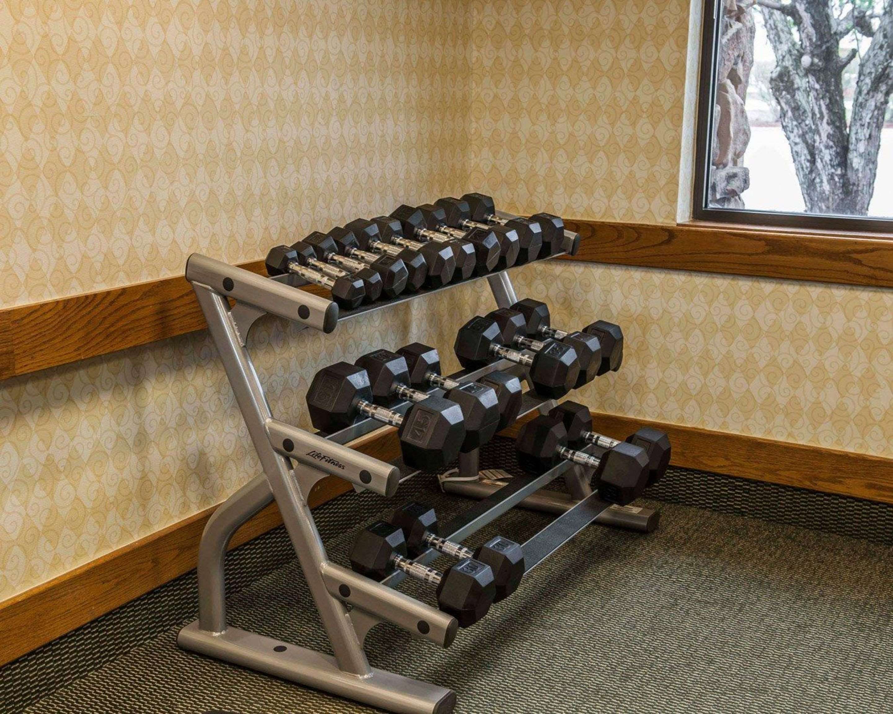 Fitness center with free weights | Quality Inn & Suites