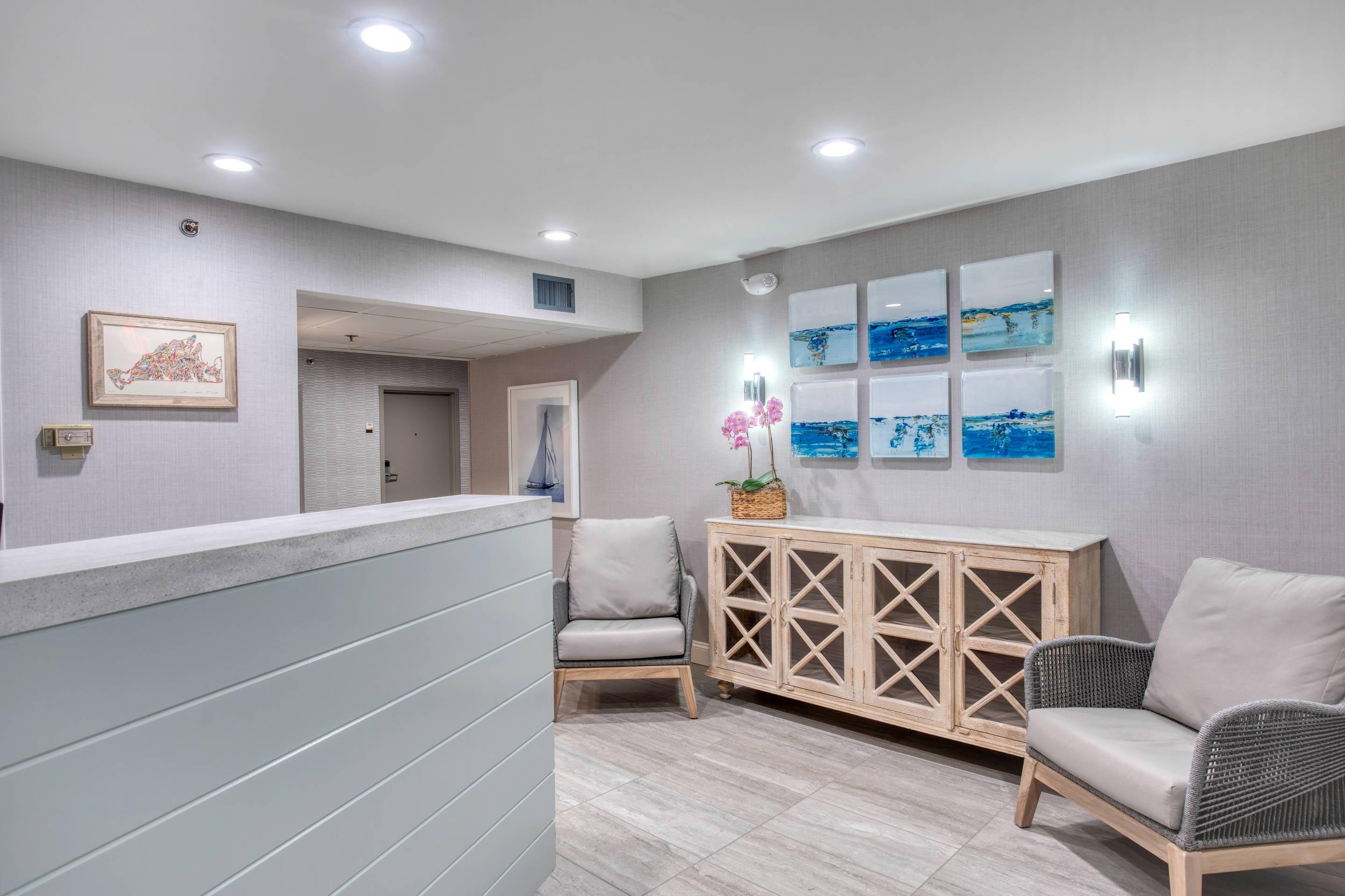 New hotel interior blends cool island colors and modern artistry