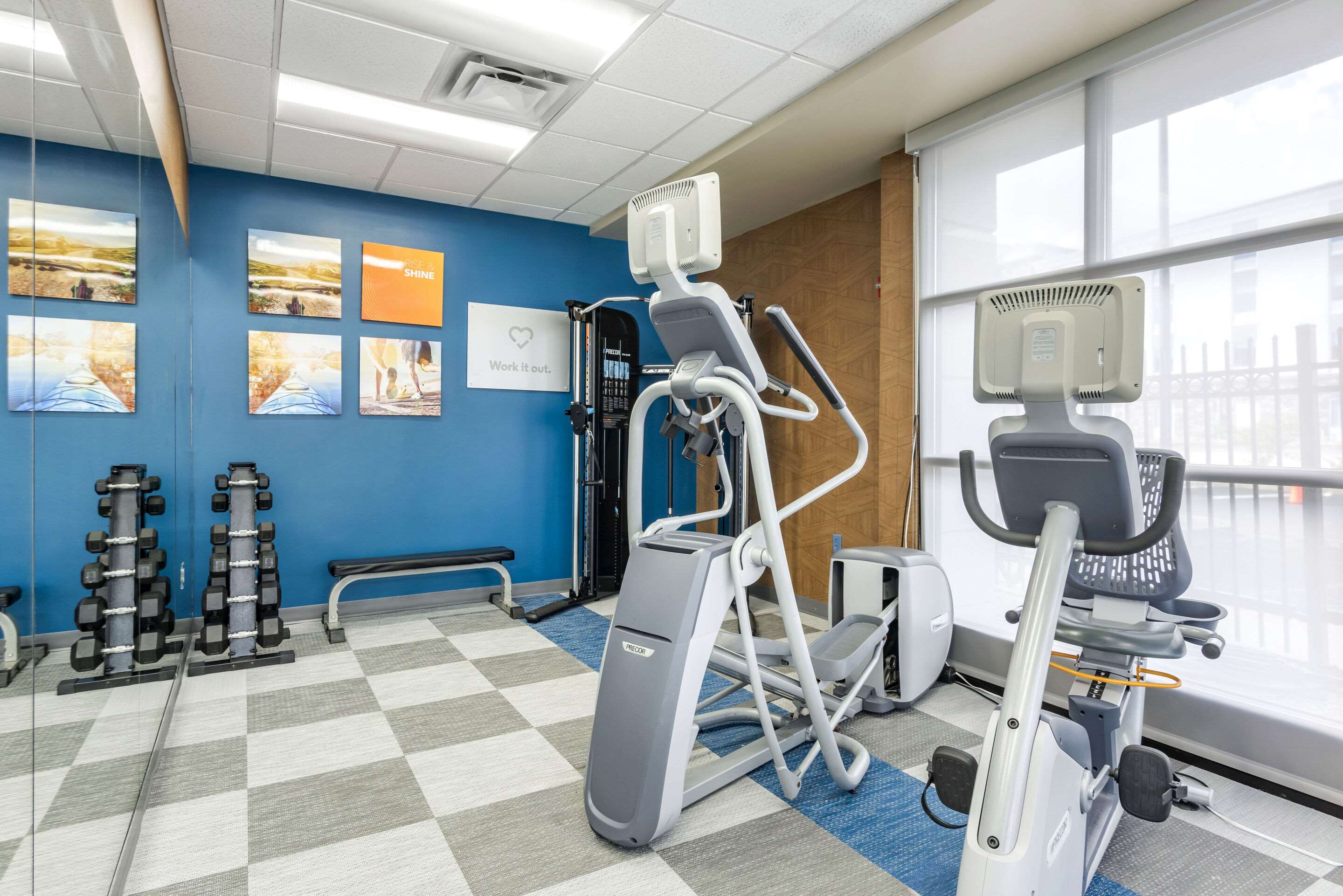 Exercise room with cardio equipment and weights | Comfort Suites Ocean City West