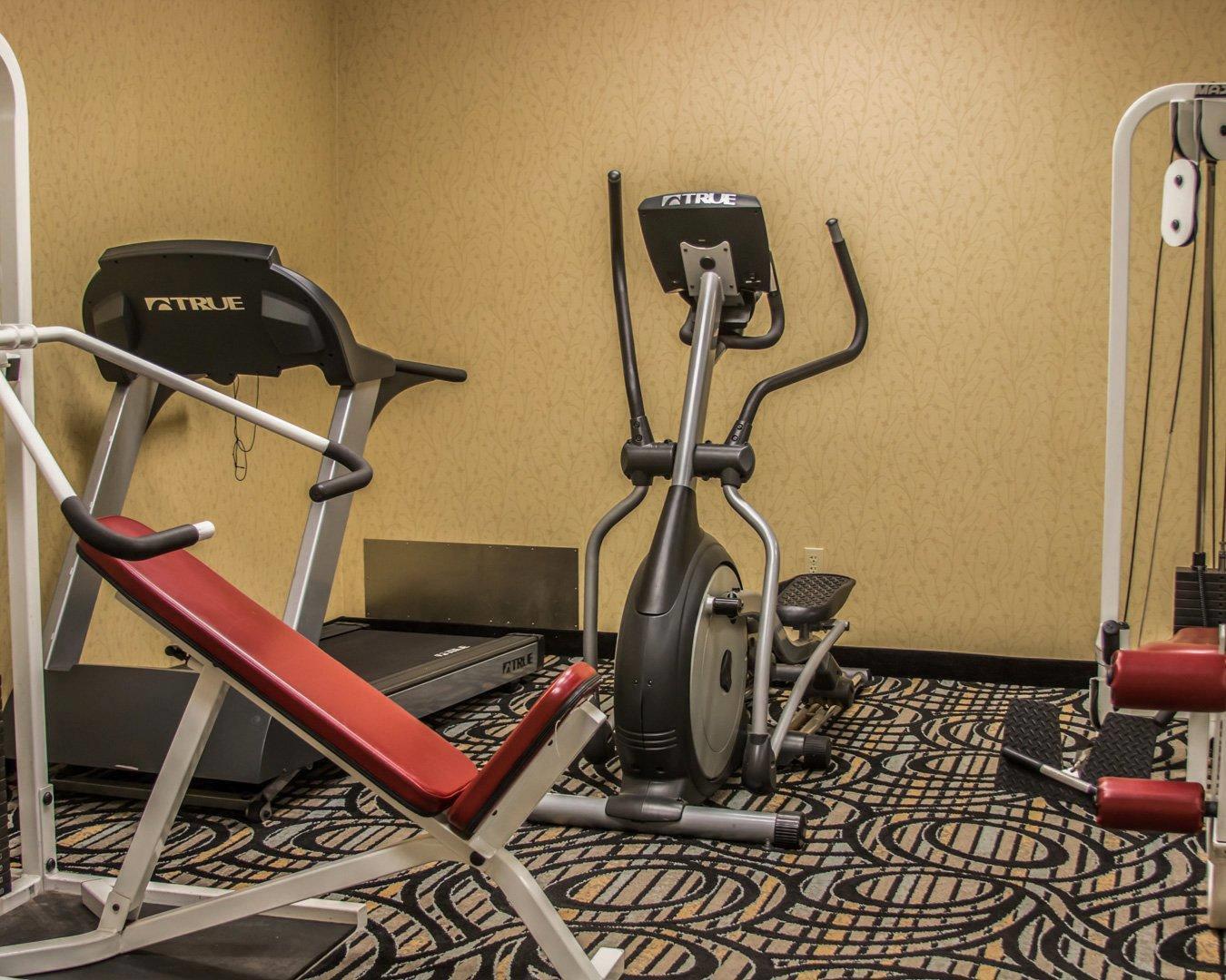 Fitness center with cardio equipment and weights | Comfort Inn Birch Run - Frankenmuth