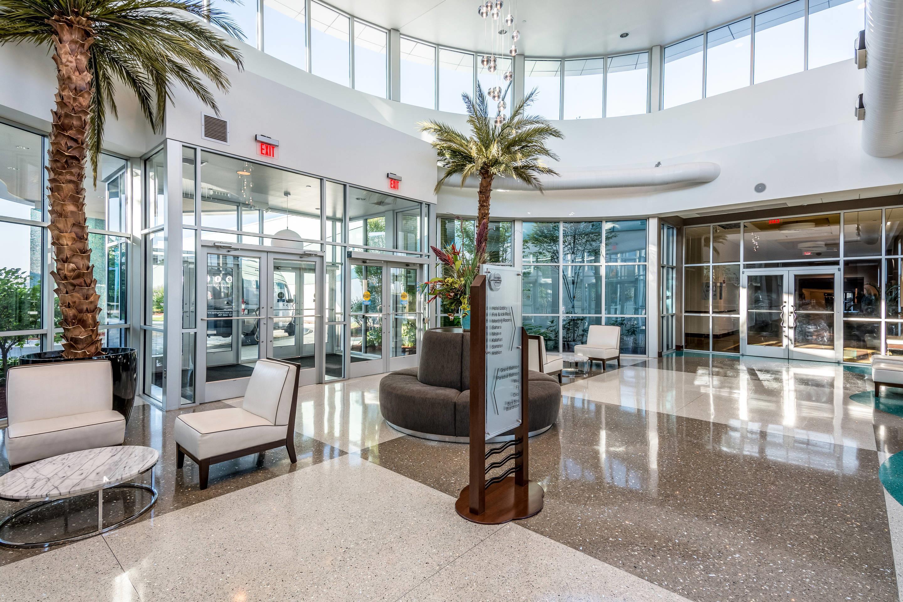 Spacious lobby with sitting area