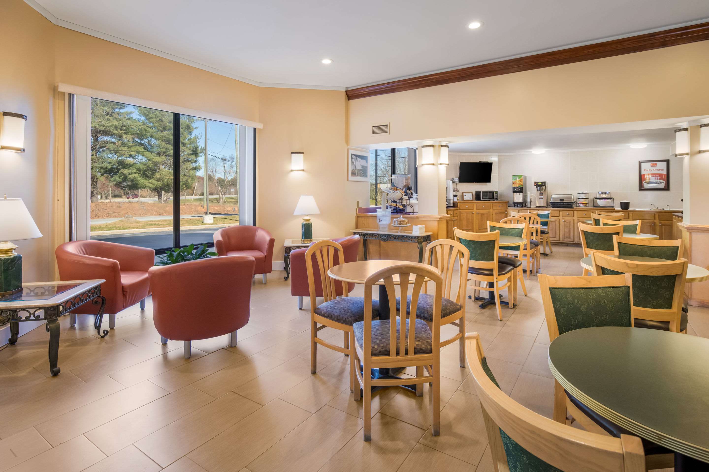 Spacious lobby with sitting area