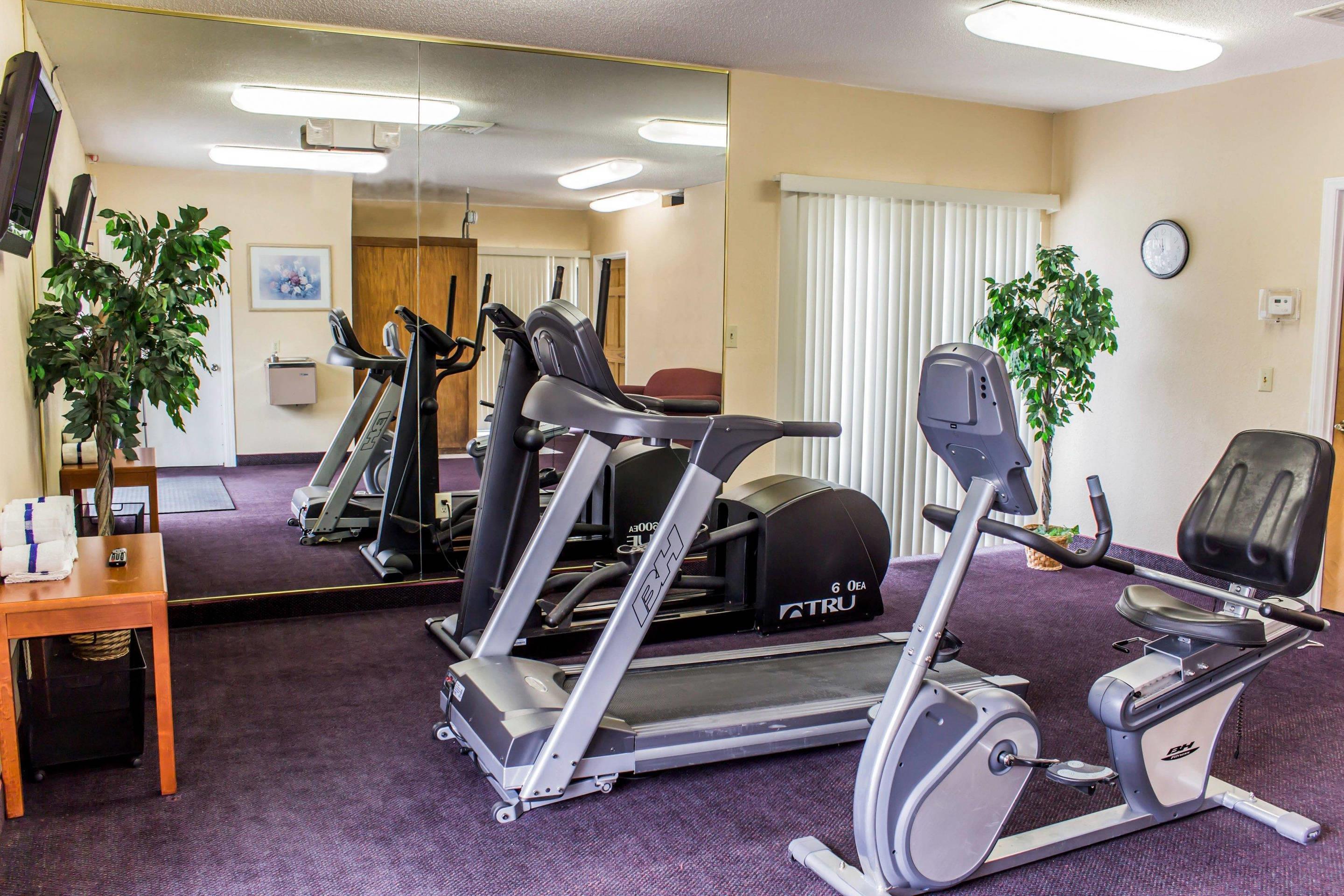 Exercise room with cardio equipment and weights | Quality Inn Kinston Hwy 70