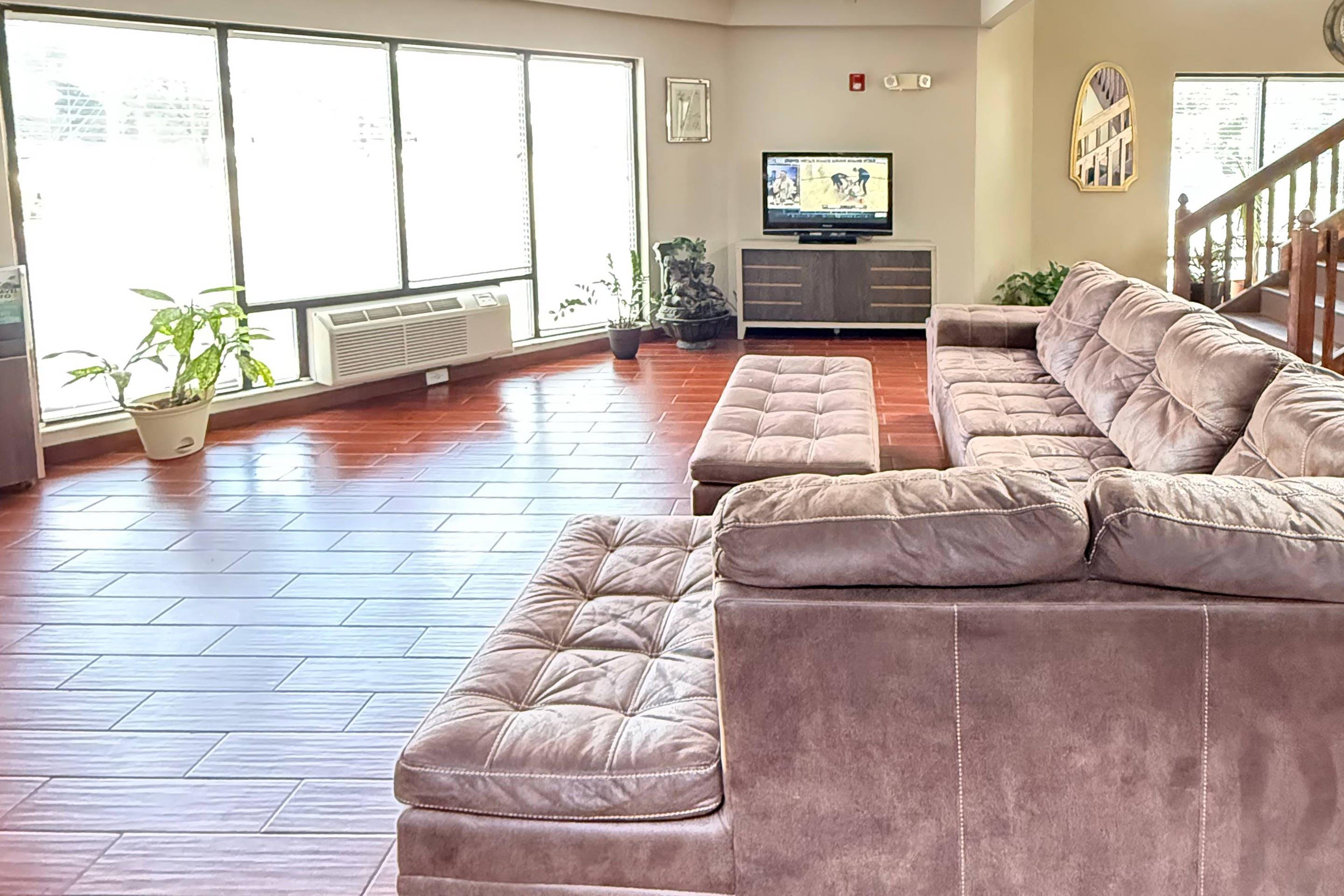 Spacious lobby with sitting area