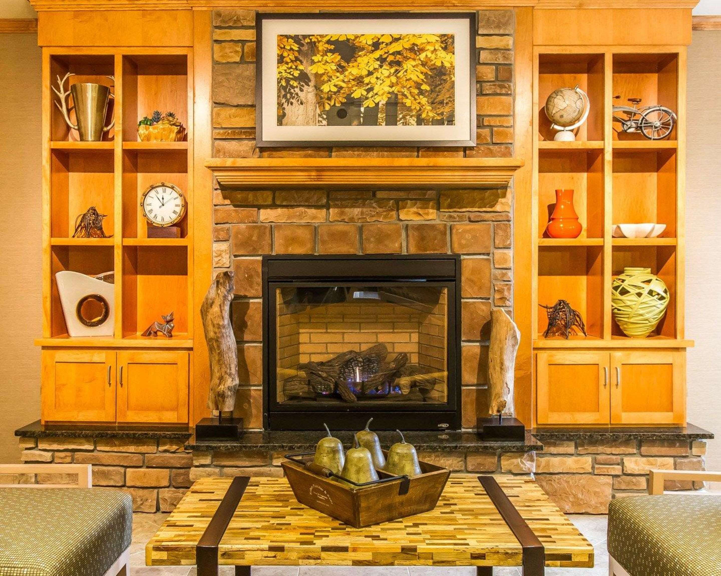 Lobby with fireplace | MainStay Suites Stanley