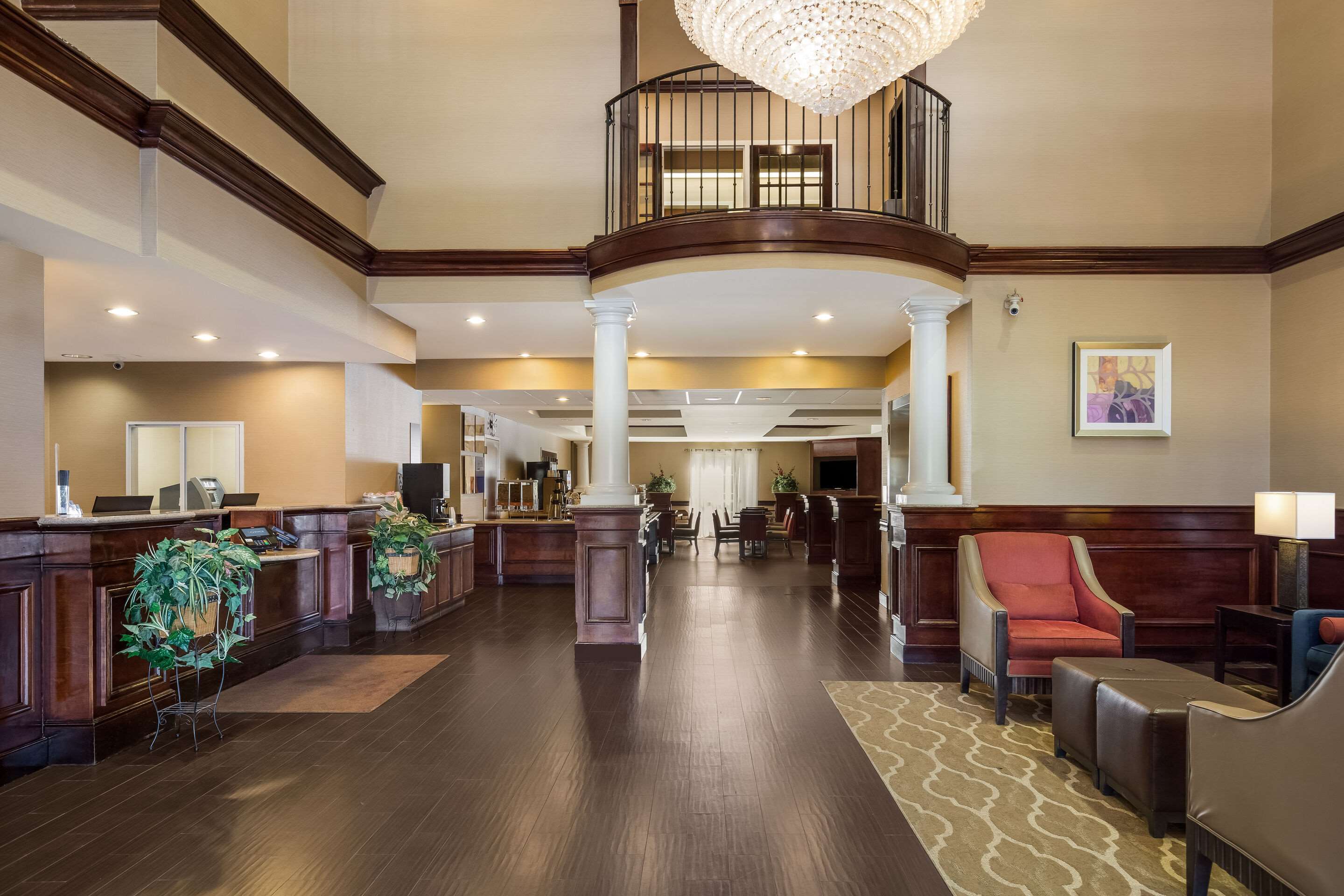 Spacious lobby with sitting area