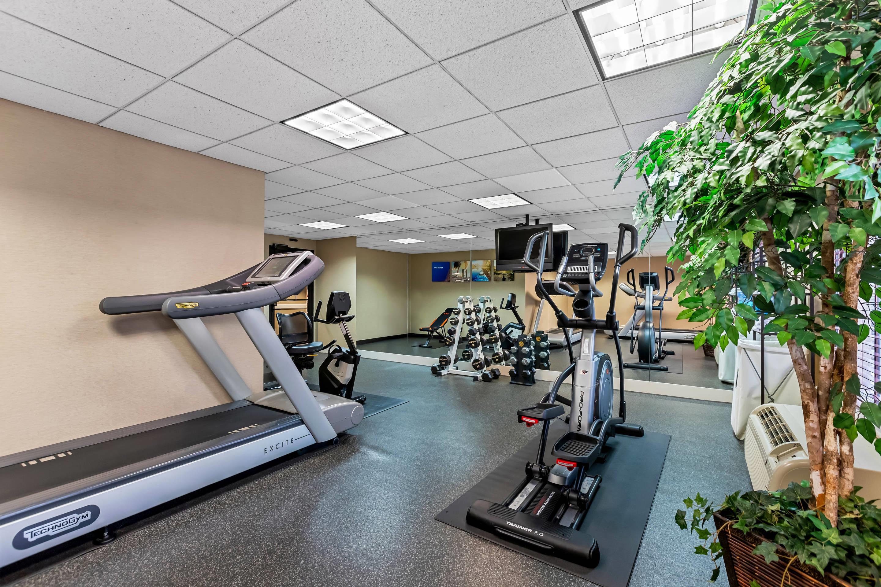 Exercise room with cardio equipment and weights | Comfort Inn & Suites Somerset - New Brunswick