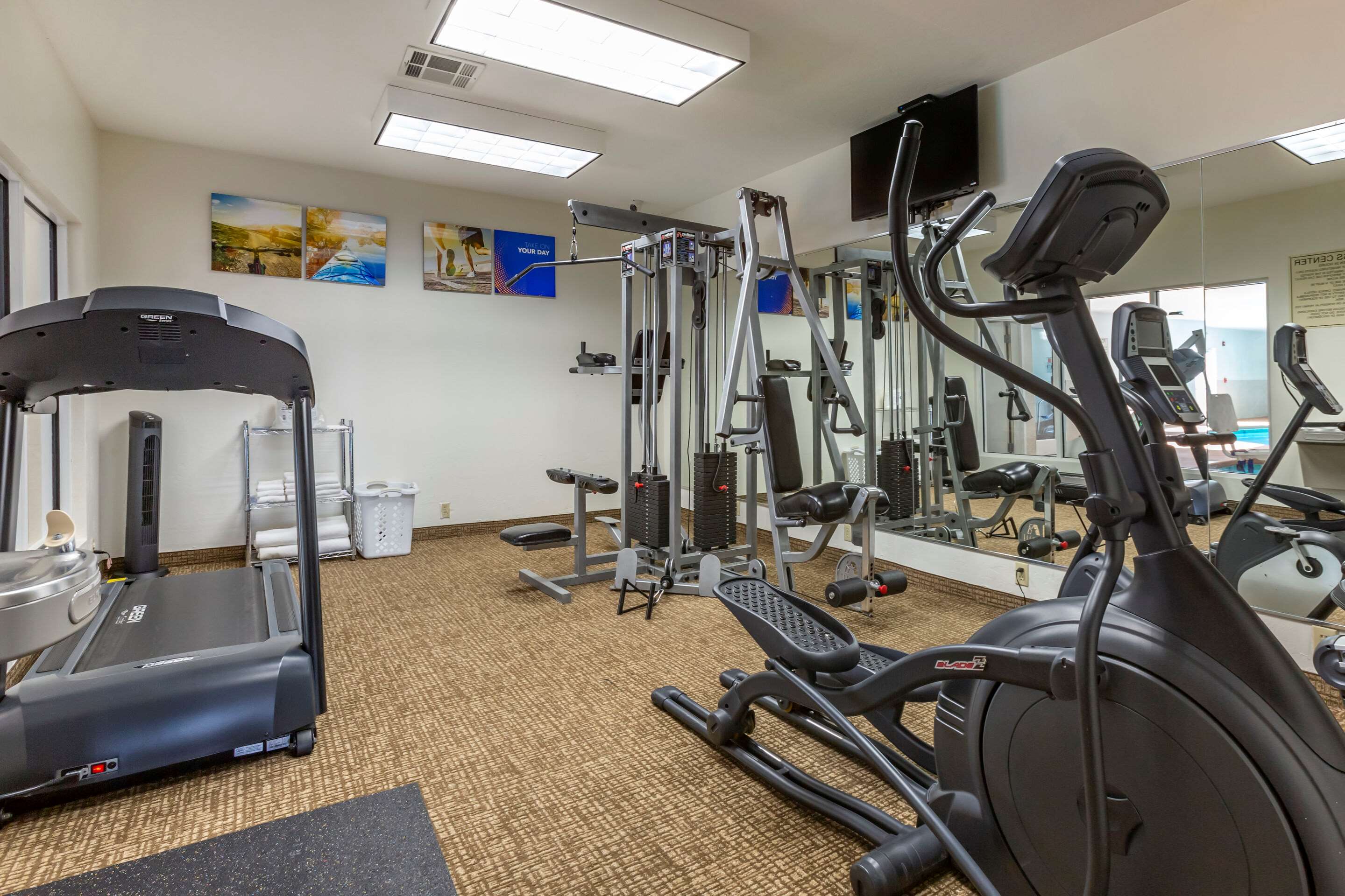 Fitness center with television