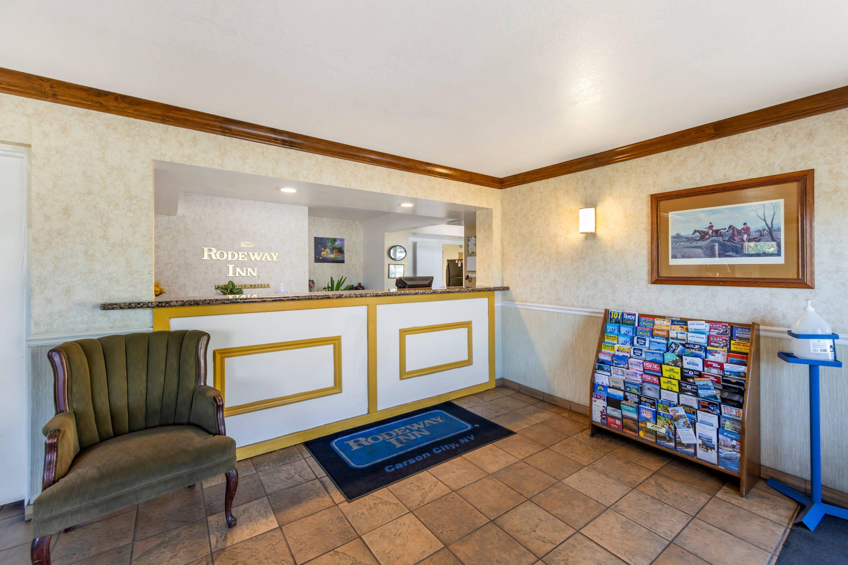 Lobby with sitting area | Rodeway Inn at Nevada State Capitol Carson City