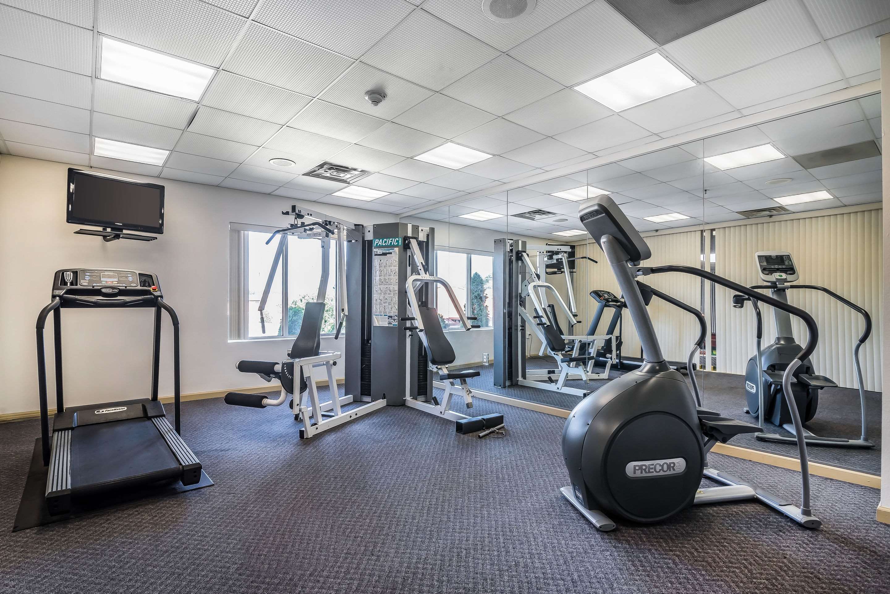 Fitness center with television