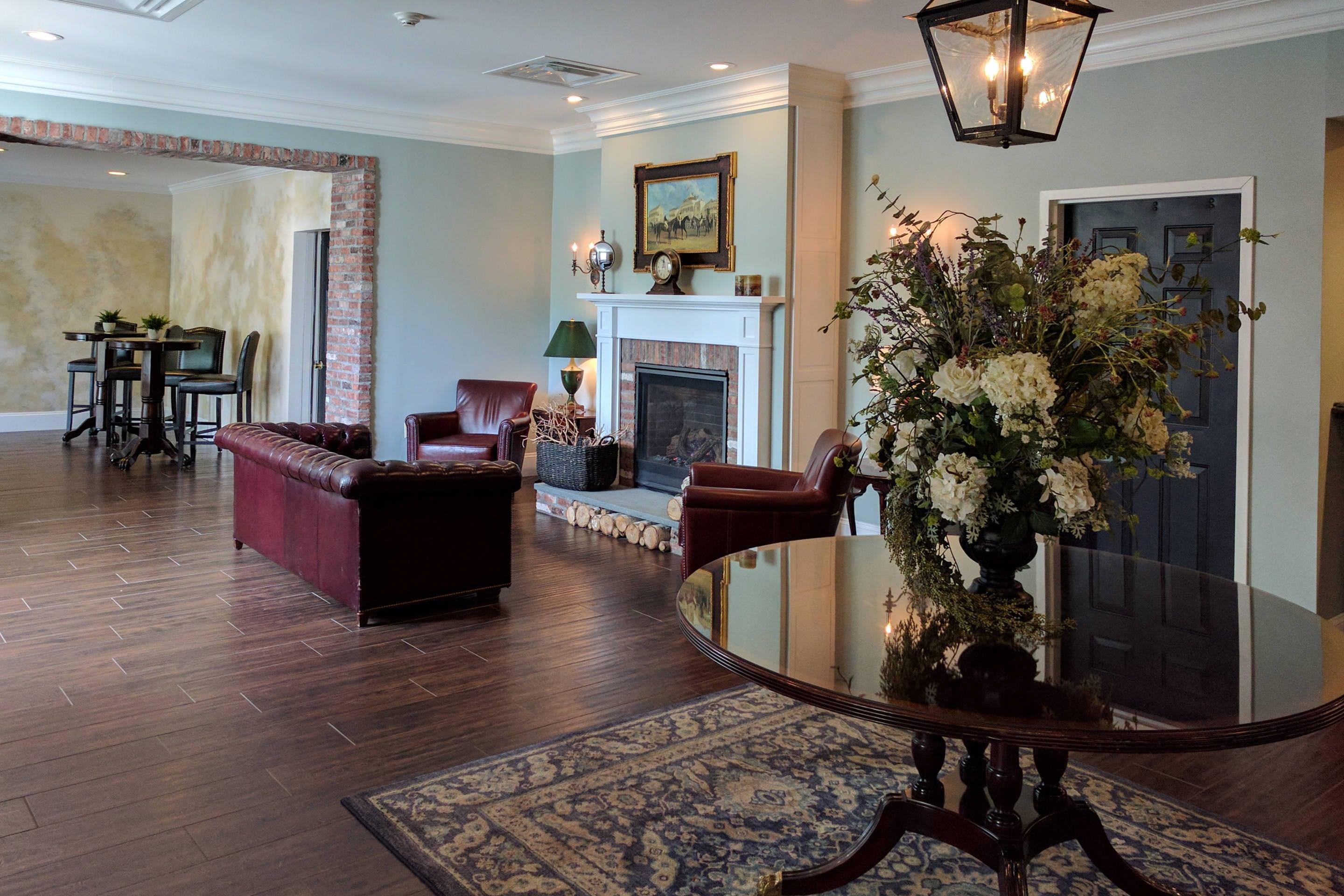 Spacious lobby with sitting area