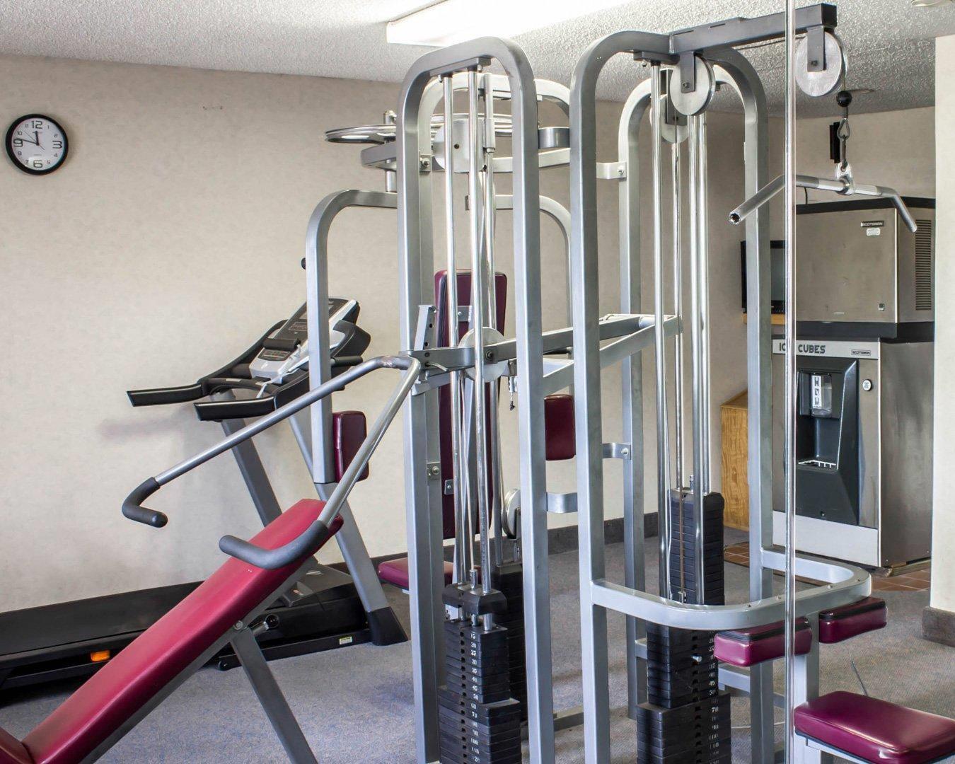 Fitness center with cardio equipment and weights | Econo Lodge Colonie Center Mall