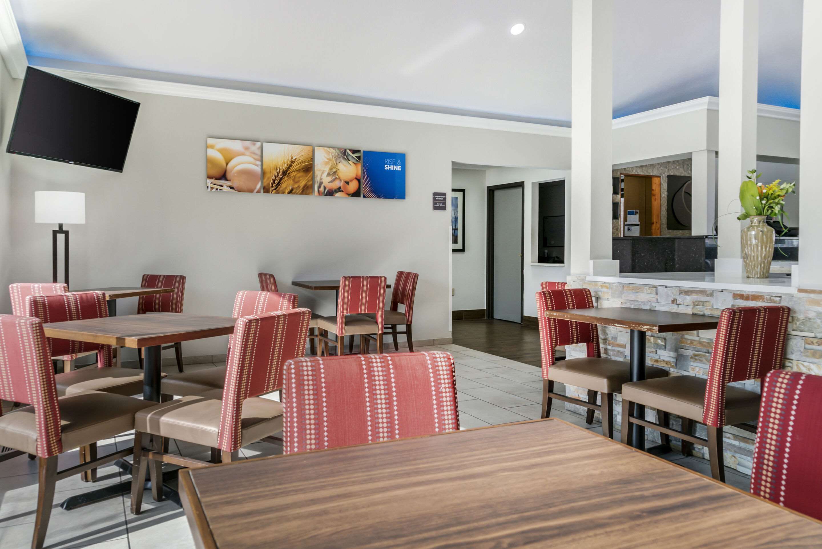 Enjoy breakfast in this seating area