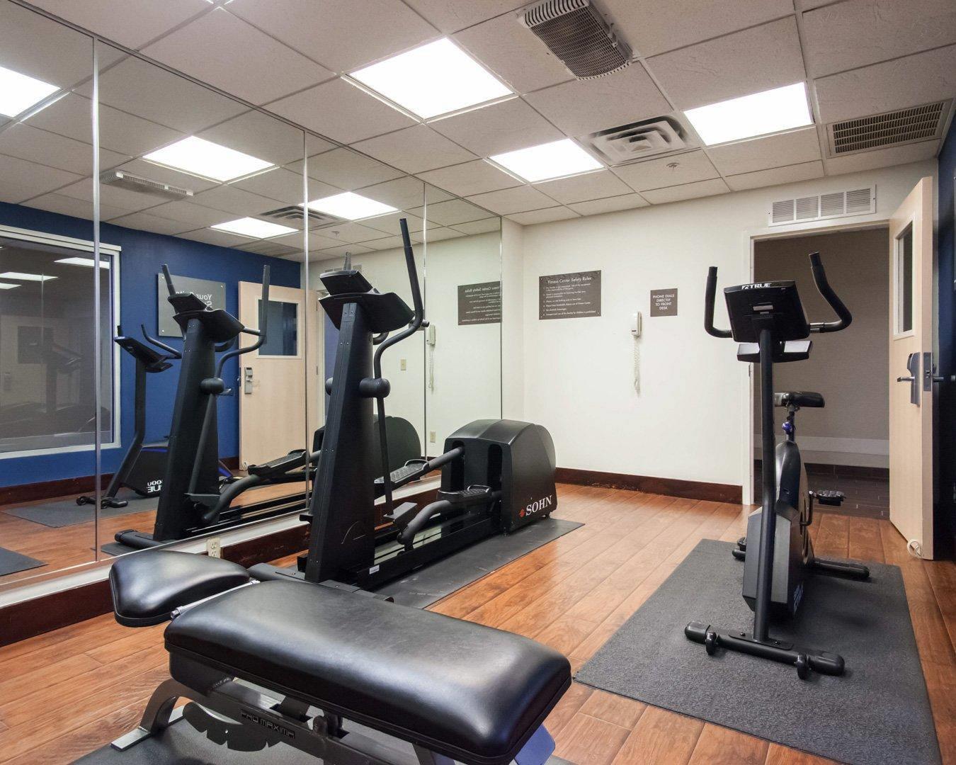 Exercise room with cardio equipment | Comfort Suites Central/I-44